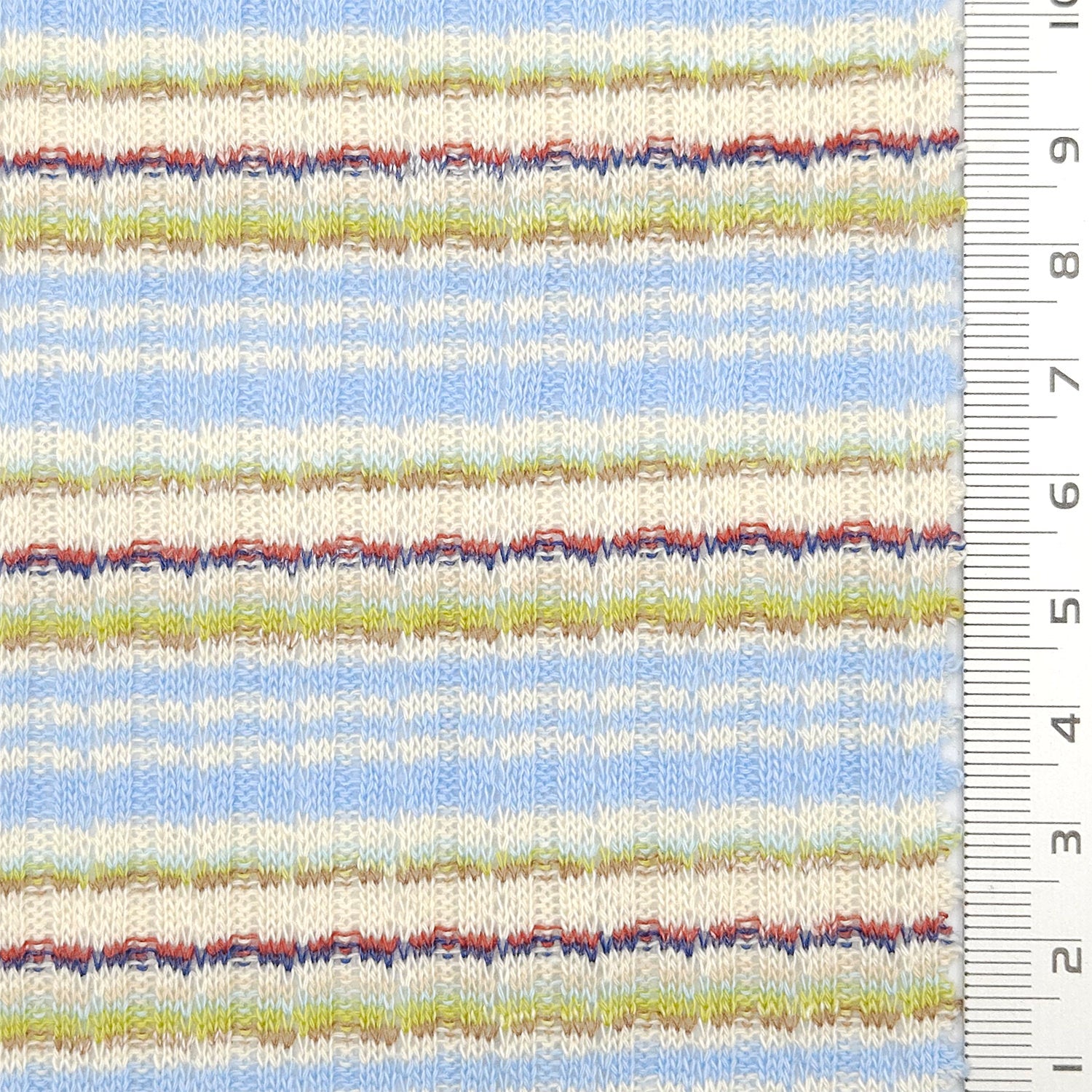Stripe Rib YarnDyed Cotton Knit Fabric - FAB1777 - 1.Red-2.Green-3.Pink-4.Light blue-5.Black