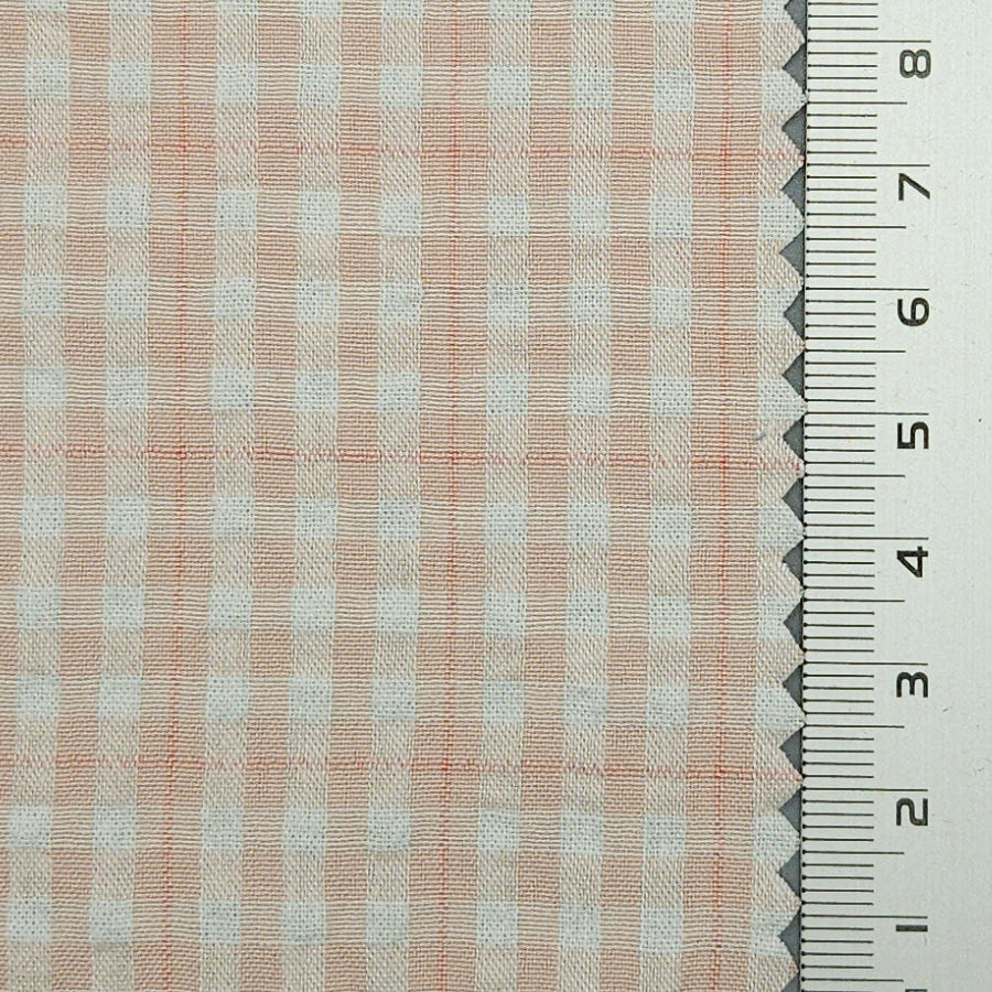 1.Dawn Pink-2.Quarter Spanish White-3.Ottoman-4.Pale Rose-5.Tea Green - Check Cotton Woven Fabric - FAB 1550