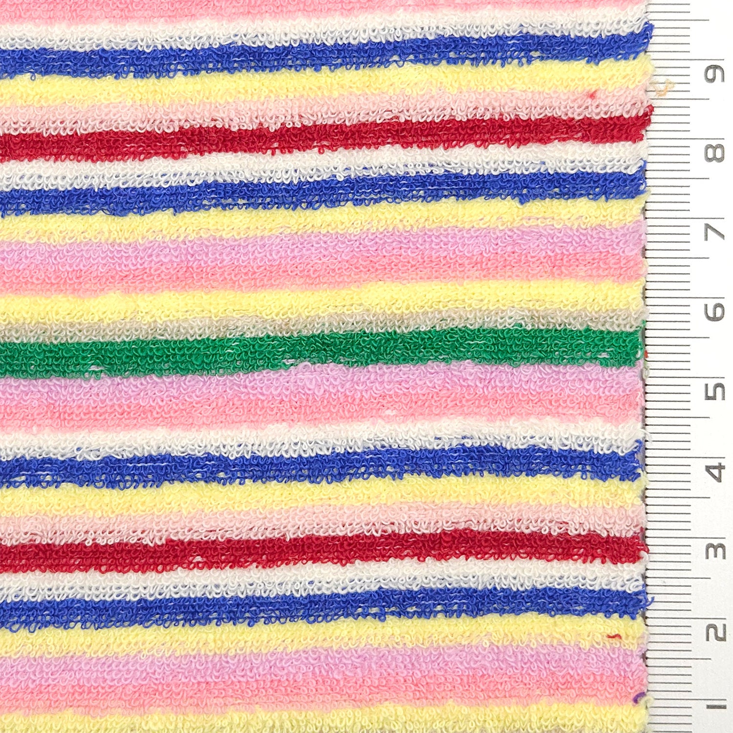 Multi Color Towel Stripe Terry Spandex Cotton Polyester Knit Fabric - FAB 1776 - 4.Pink Green
