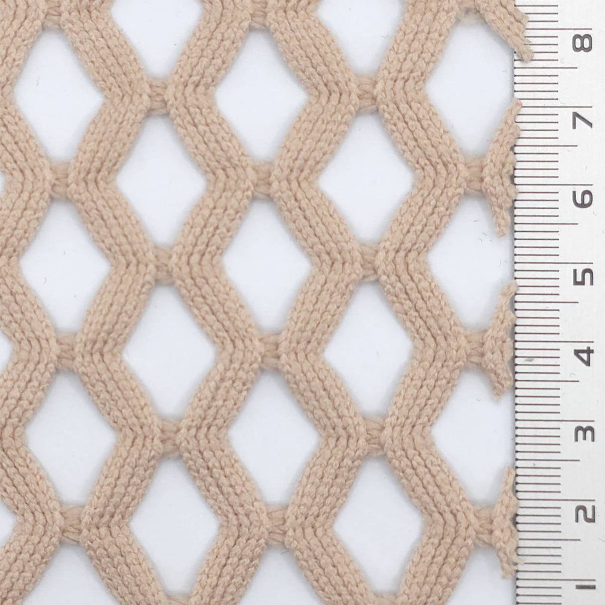 Beige Airy Zigzag Mesh Poly Knit Fabric - FAB1849