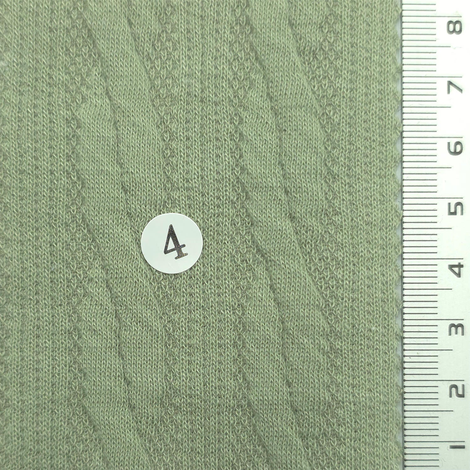 1: Pale Beige-2: Dusty Pink-3: Light Blue-4: Sage Green-5: Warm Gray - Cable Jacquard Poly Span Knit Fabric - FAB 1857