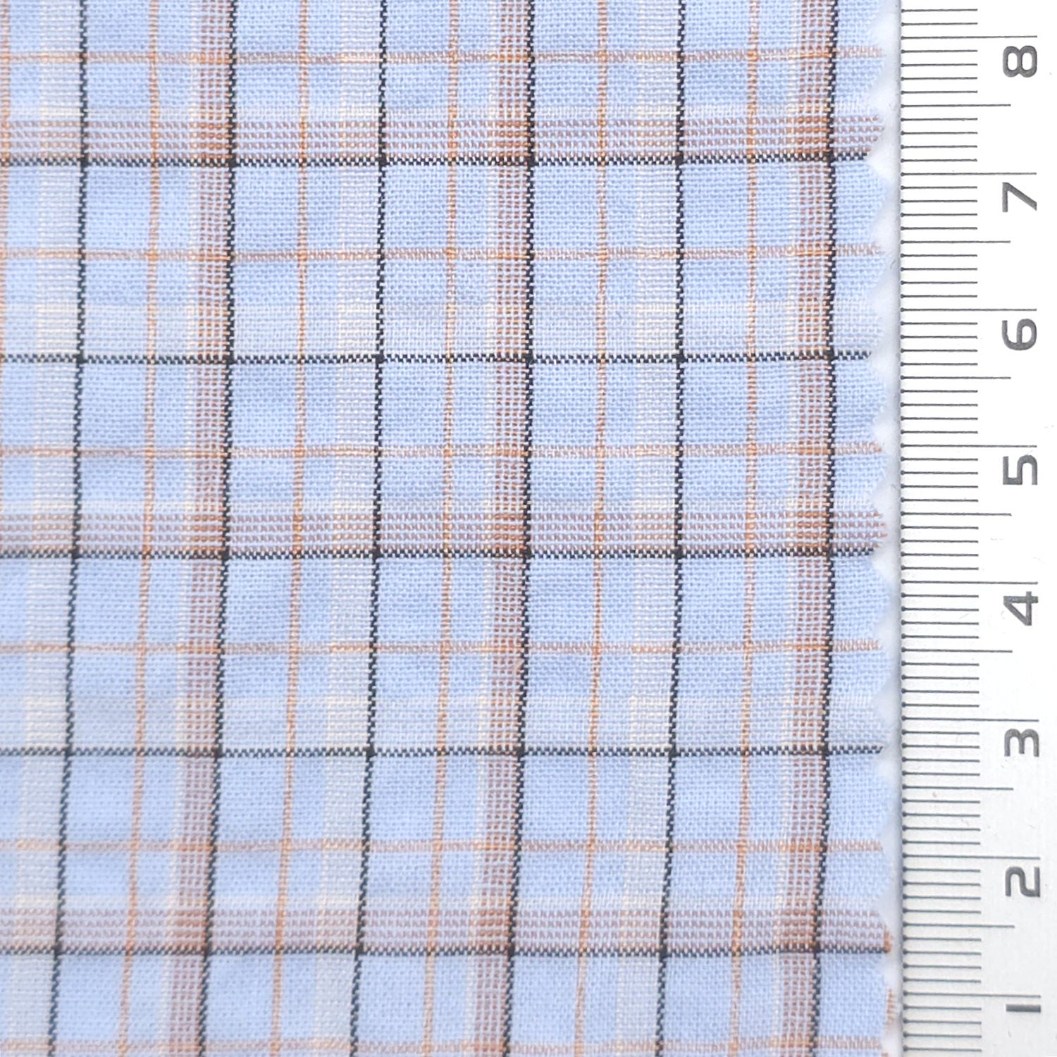 Tattersall Check Polyester Cotton Woven Fabric - FAB1969 - Light Blue