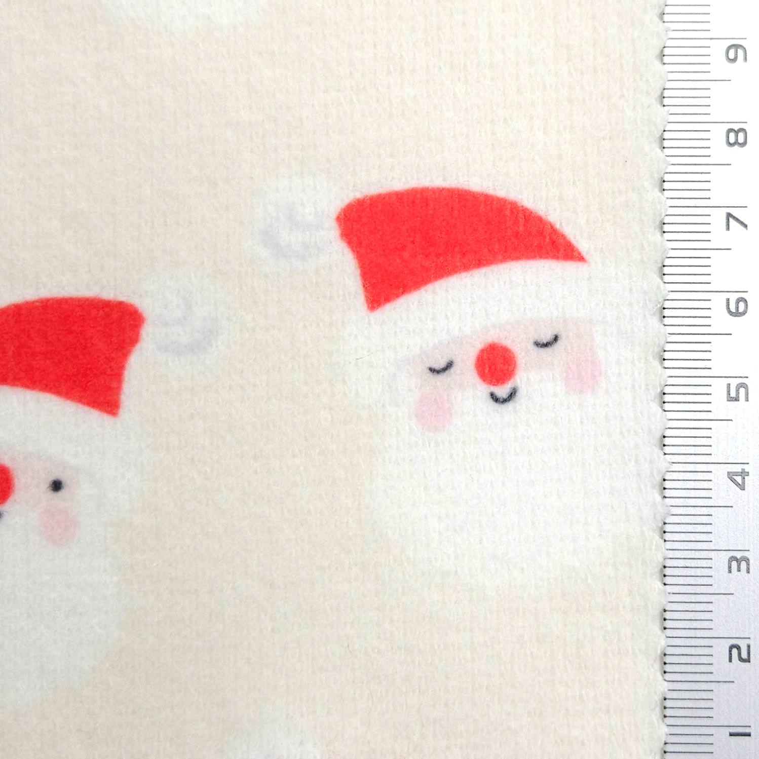 1.Red-2.Mint-3.Pink-4.Ivory-5.Green - Brushed Santa Claus Print Polyester Rayon Knit Fabric - FAB 1612