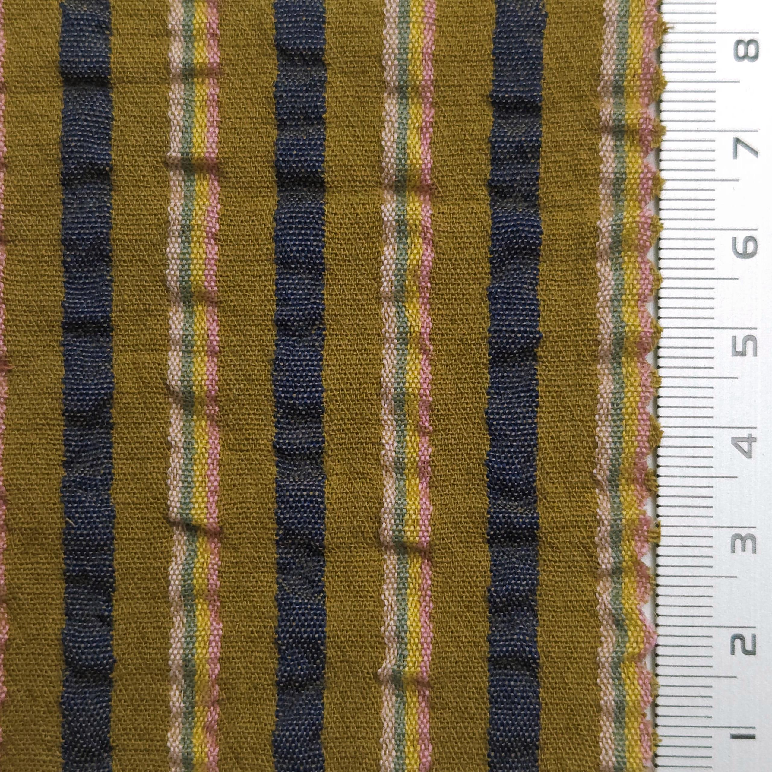 1.Pale Taupe-2.Heather-3.Coral Tree-4.Pale Brown-5.Quill Grey - Stripe Jacquard YarnDyed Polyester Cotton Woven Fabric - FAB 1583