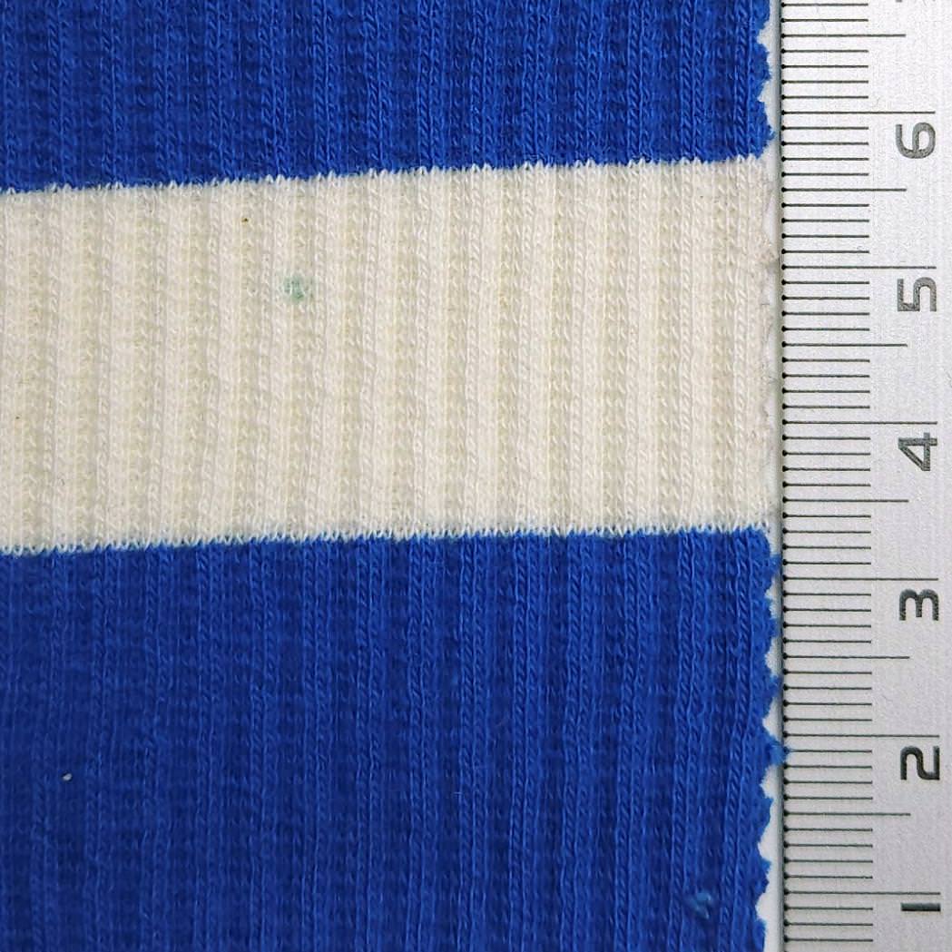1.White/Black-2.White/Navy-3.White/Red-4.White/Blue-5.White/Blue - 1 Inch Stripe Rib Cotton Spandex Knit Fabric - FAB 1608