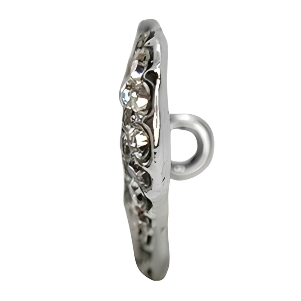 Sparkling Rhinestone Heart Button, 18mm, Silver, DIY Jewelry & Craft Supply - FBTN232 - Silver / 18mm