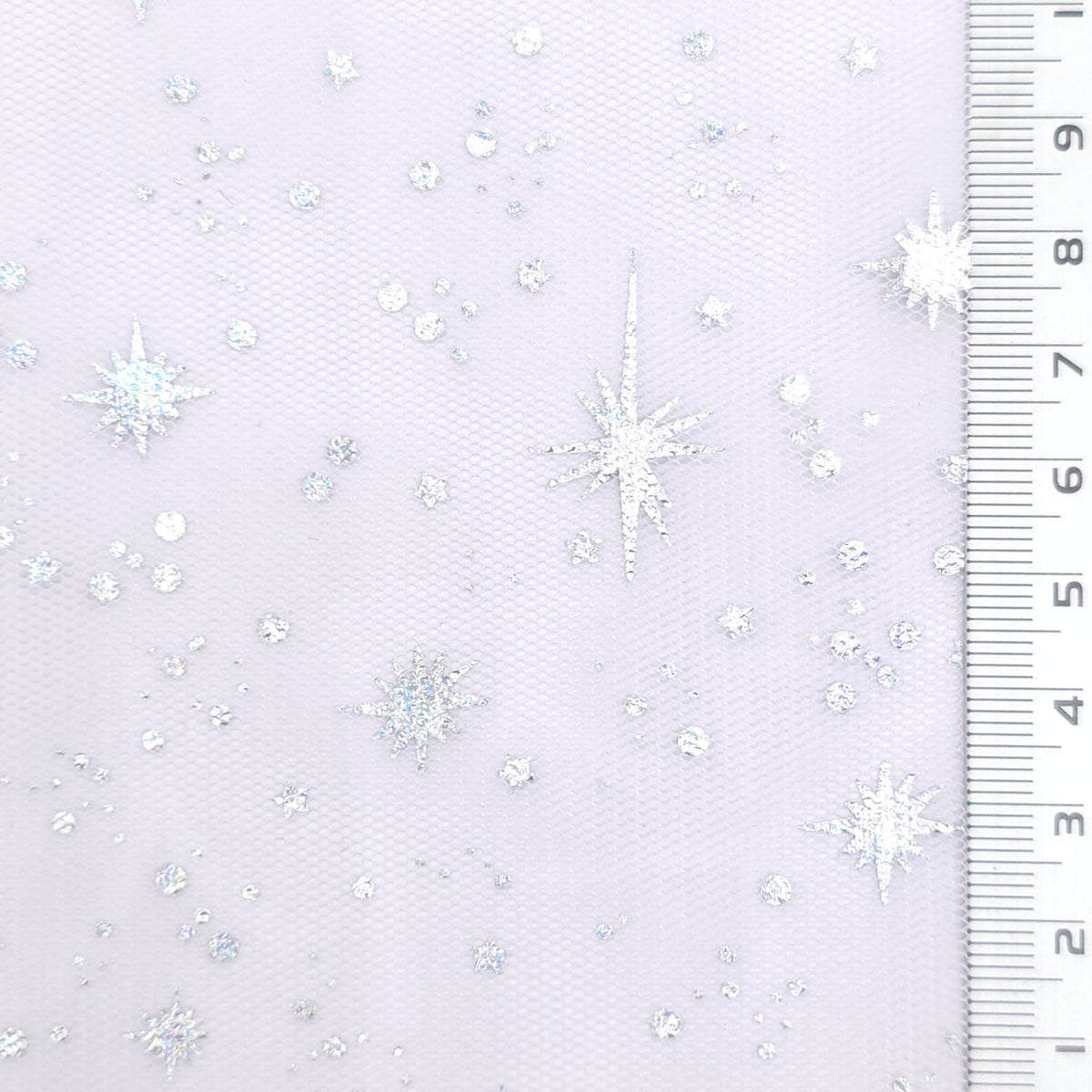 Star Foil Poly Knit Fabric - FAB1949 - Very Light Lilac