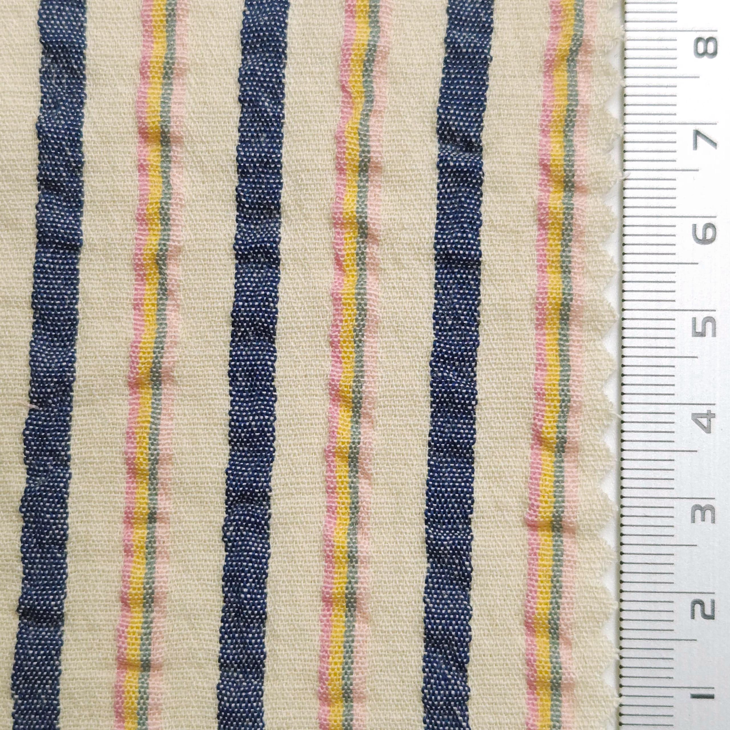 1.Pale Taupe-2.Heather-3.Coral Tree-4.Pale Brown-5.Quill Grey - Stripe Jacquard YarnDyed Polyester Cotton Woven Fabric - FAB 1583
