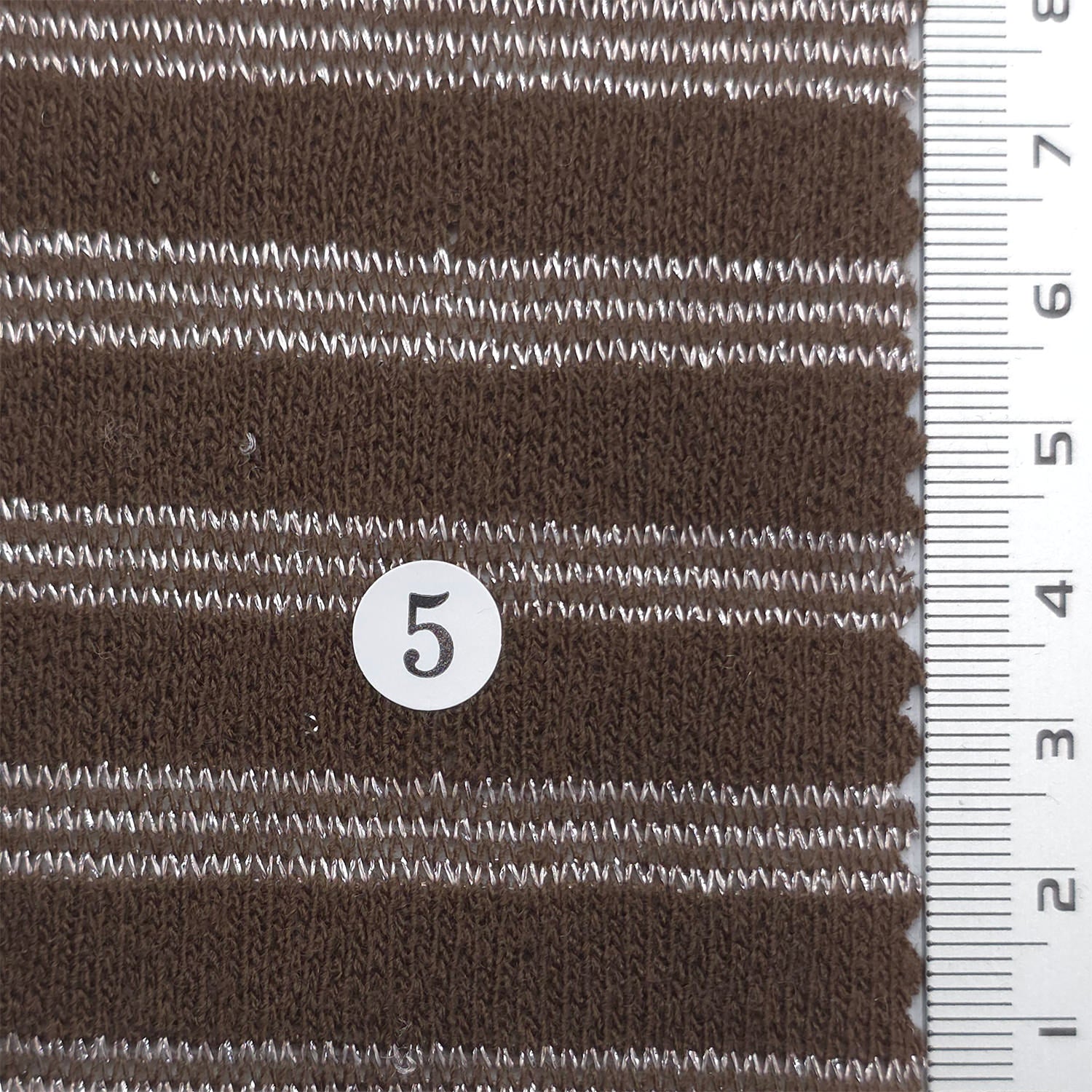 1: Light Gray-2: Light Pink-3: Light Blue-4: Warm Gray-5: Dark Brown - Metallic Stripe Knit Acry Metal Fabric - FAB 1858