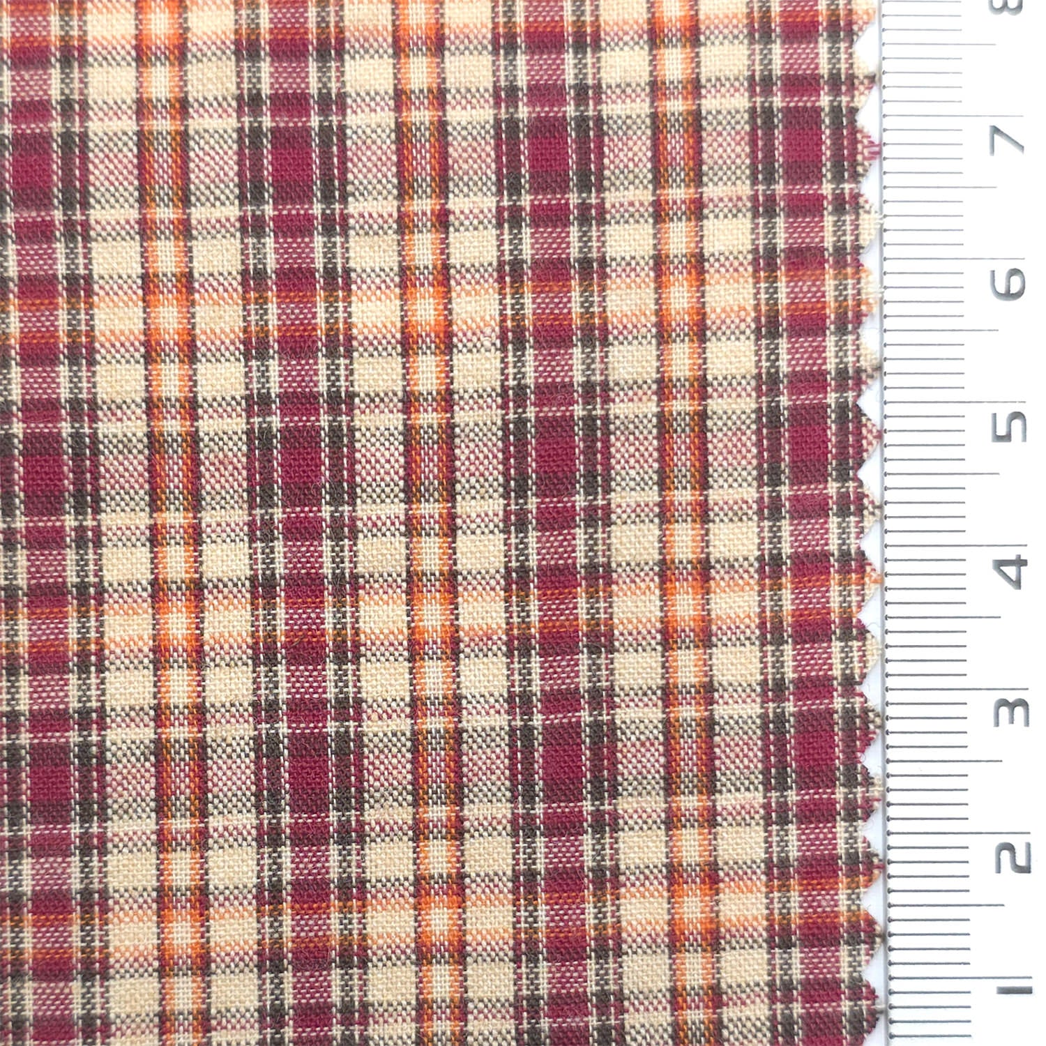 1: Pale Blue-2: Light Blue-3: Navy Blue and Tan-4: Tan with Dark Green-5: Beige - Plaid Cotton Woven Fabric - FAB 1862