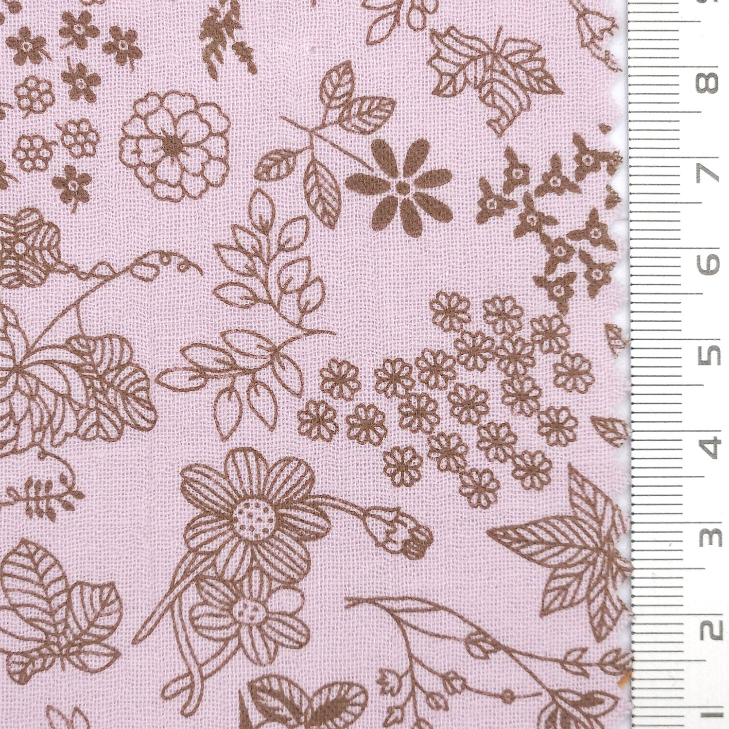 Intricate Botanical Toile Print Gauze Cotton Woven Fabric - FAB1750 - 1.Ivory-2.Cream-3.Beige-4.Powder blue-5.Rose-6.Black