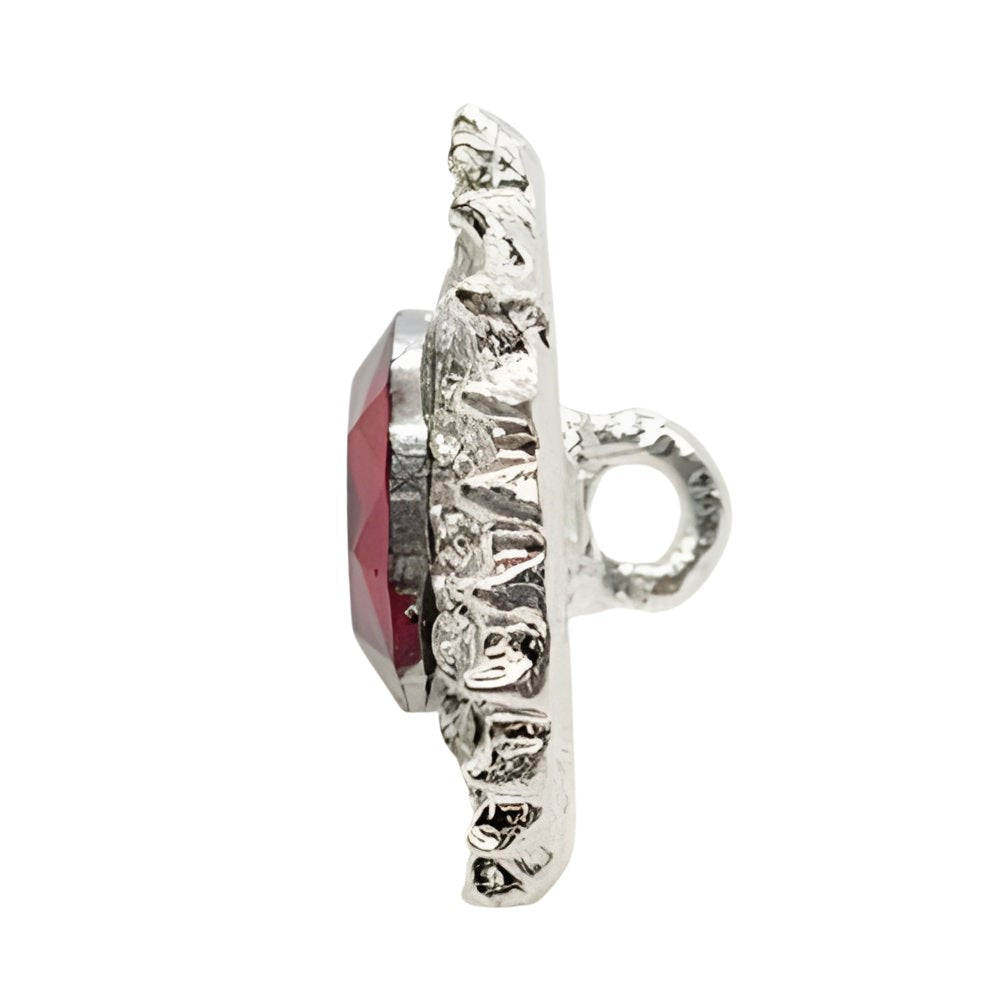 Luxury Crystal Button, 20mm, Ruby Red & Clear, Oval Setting, Fashion & Craft - FBTN259 - Red / 20mm