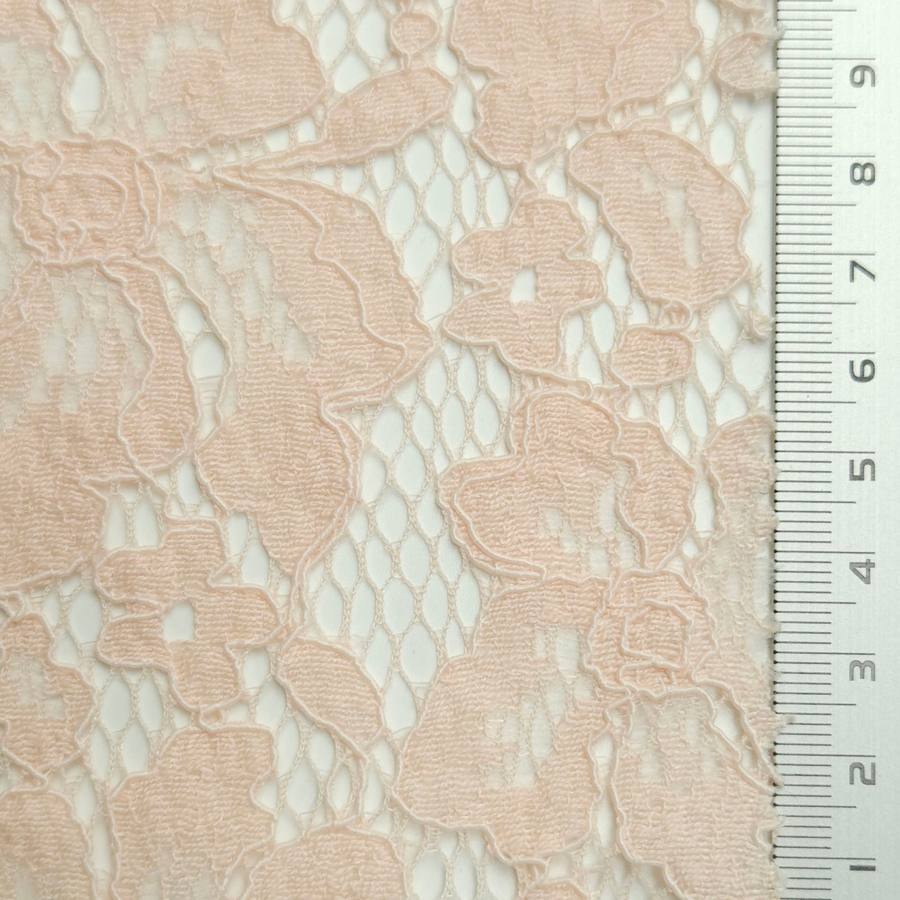 Solid Floral Lace Cotton Nylon Knit Fabric - FAB 1561 - 5.Pink