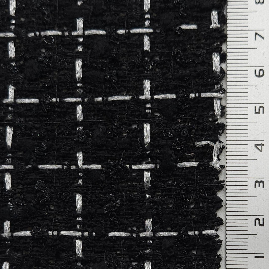Solid Boucle Tweed Polyester Woven Fabric - FAB 1619 - 5.Black