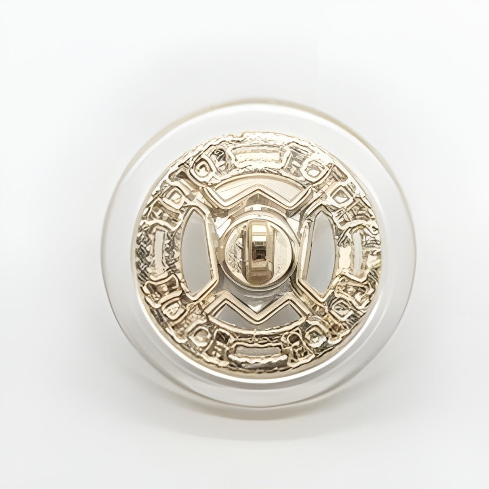 Unique Layered Button, 23mm, Gray Stone, Crystal & Clear Acrylic, Fashion & Craft - FBTN257 - Gold / 23mm