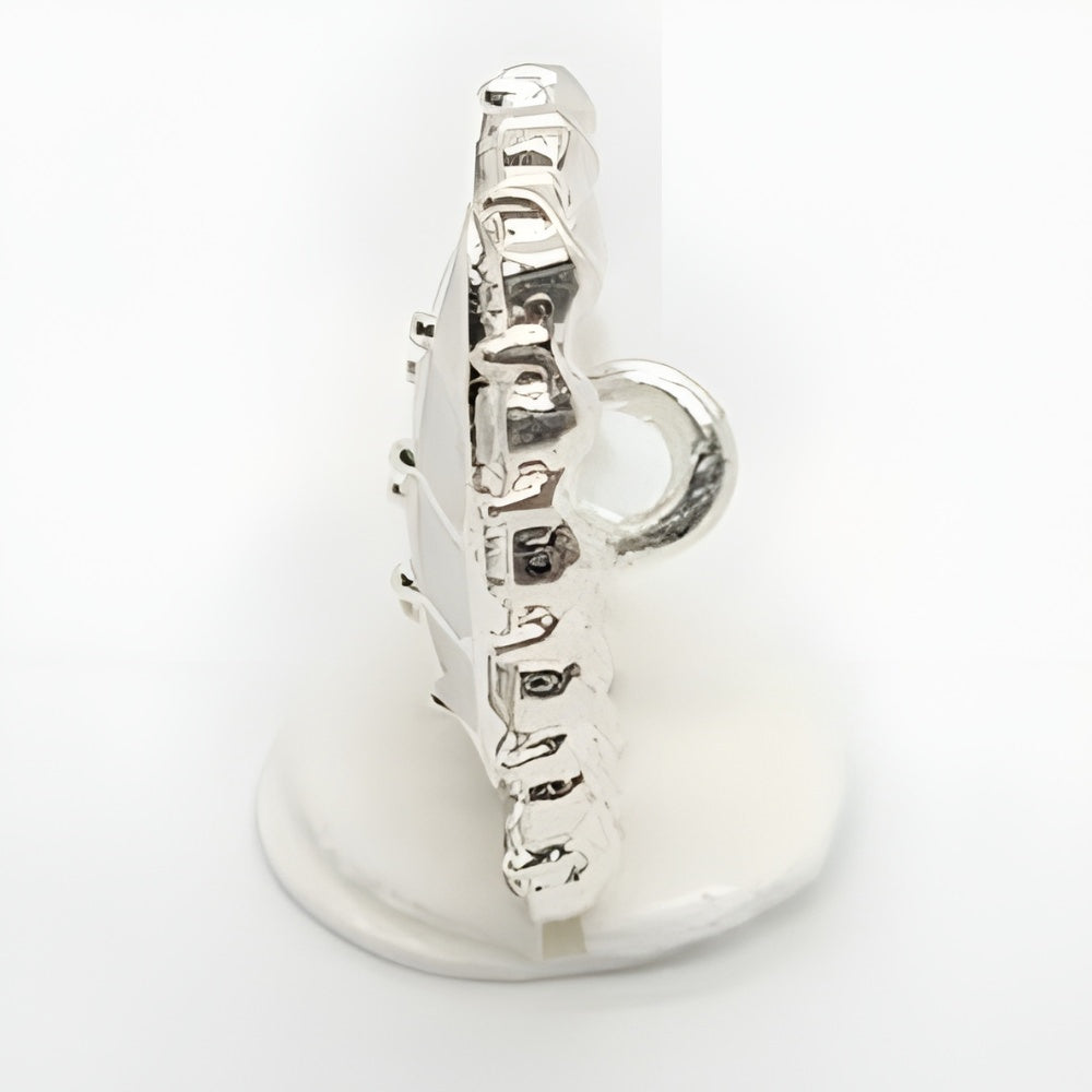 Silver / 21mm - Sweet Heart Button, 21mm, White & Crystal, Delicate Design, Fashion & Craft - FBTN254