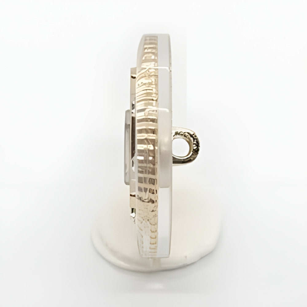 Modern Designer Button, 23mm, Gray Stone & Crystal, Geometric Design, Shank - FBTN256 - Gold / 23mm