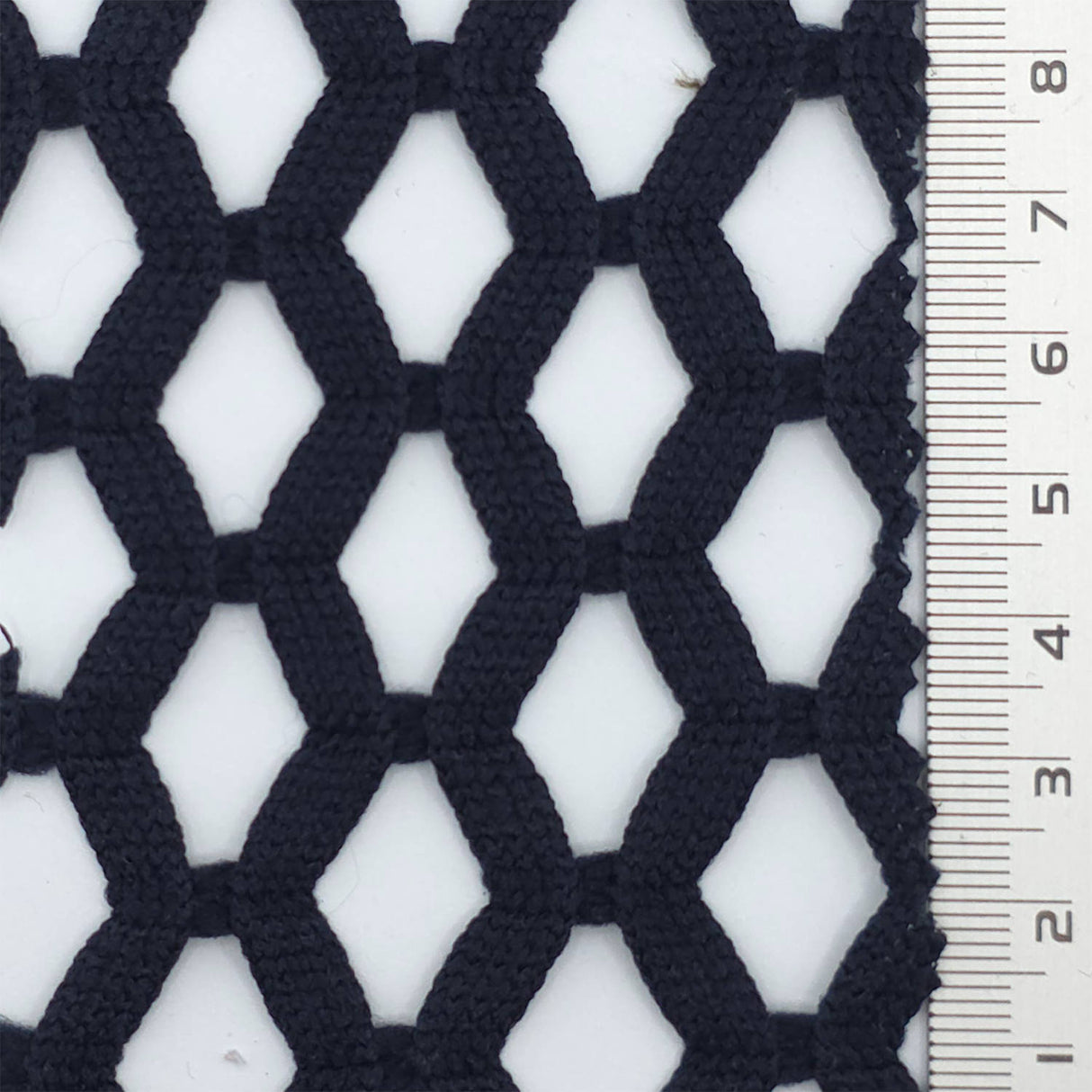 Navy Airy Zigzag Mesh Poly Knit Fabric - FAB1849