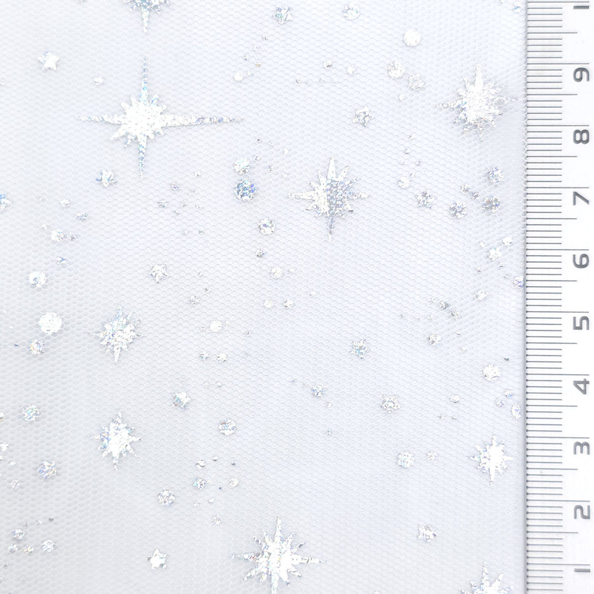 Star Foil Poly Knit Fabric - FAB1949 - Off White