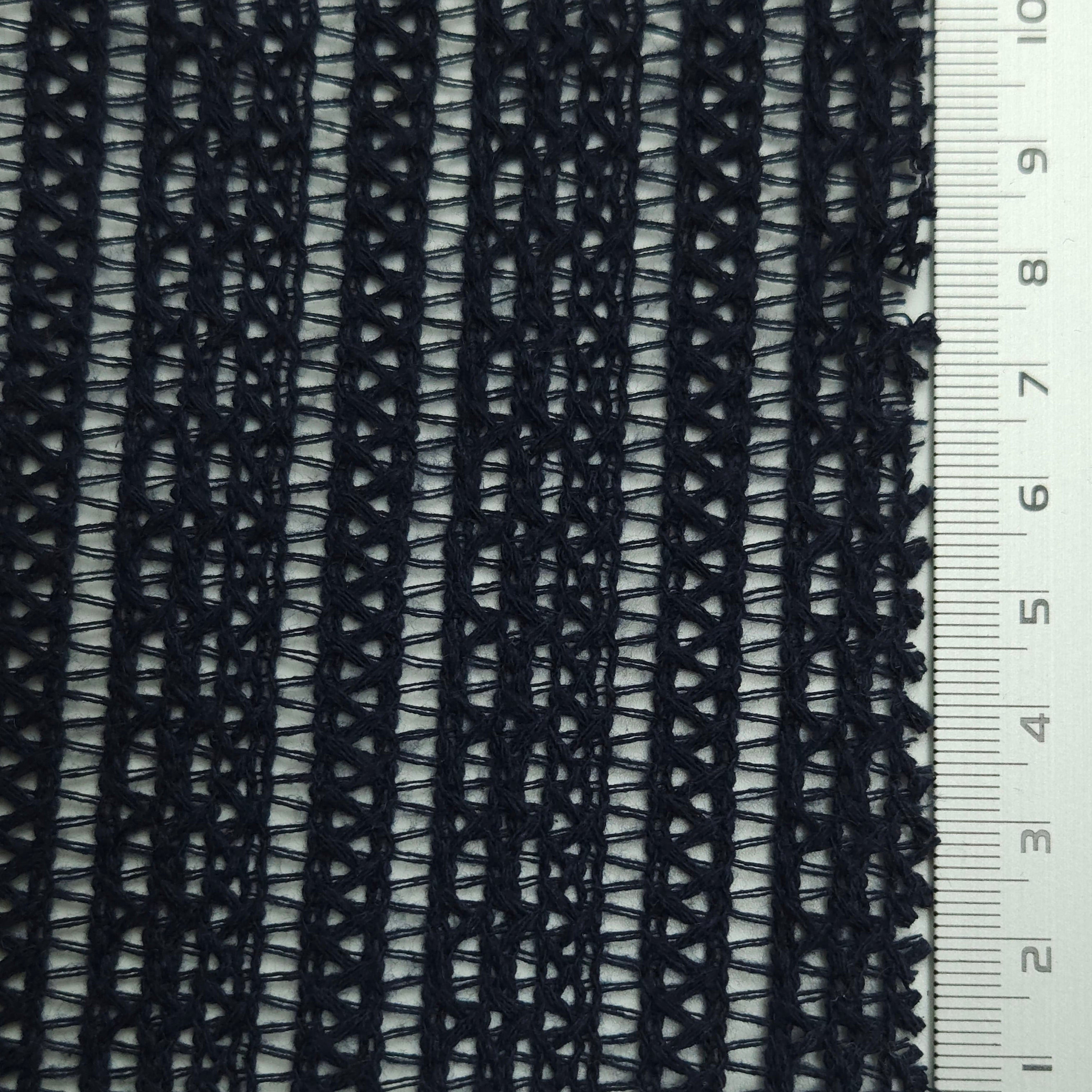 Solid Ethnical Lace Polyester Cotton Knit Fabric - FAB 1562 - 7.Navy