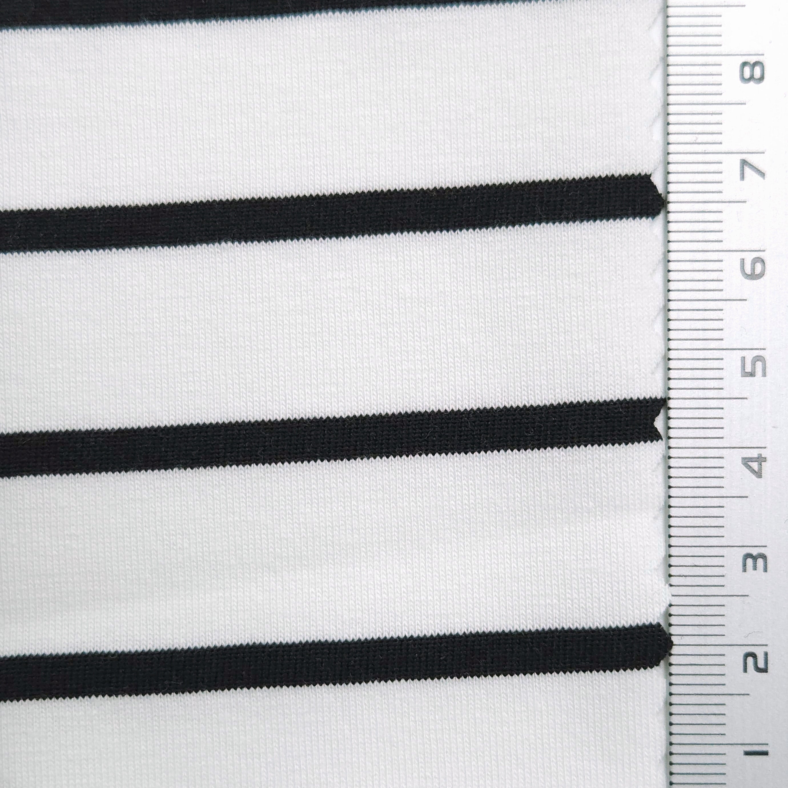 Stripe Jersey Cotton Polyester Knit Fabric - FAB 1563 - 7.Black