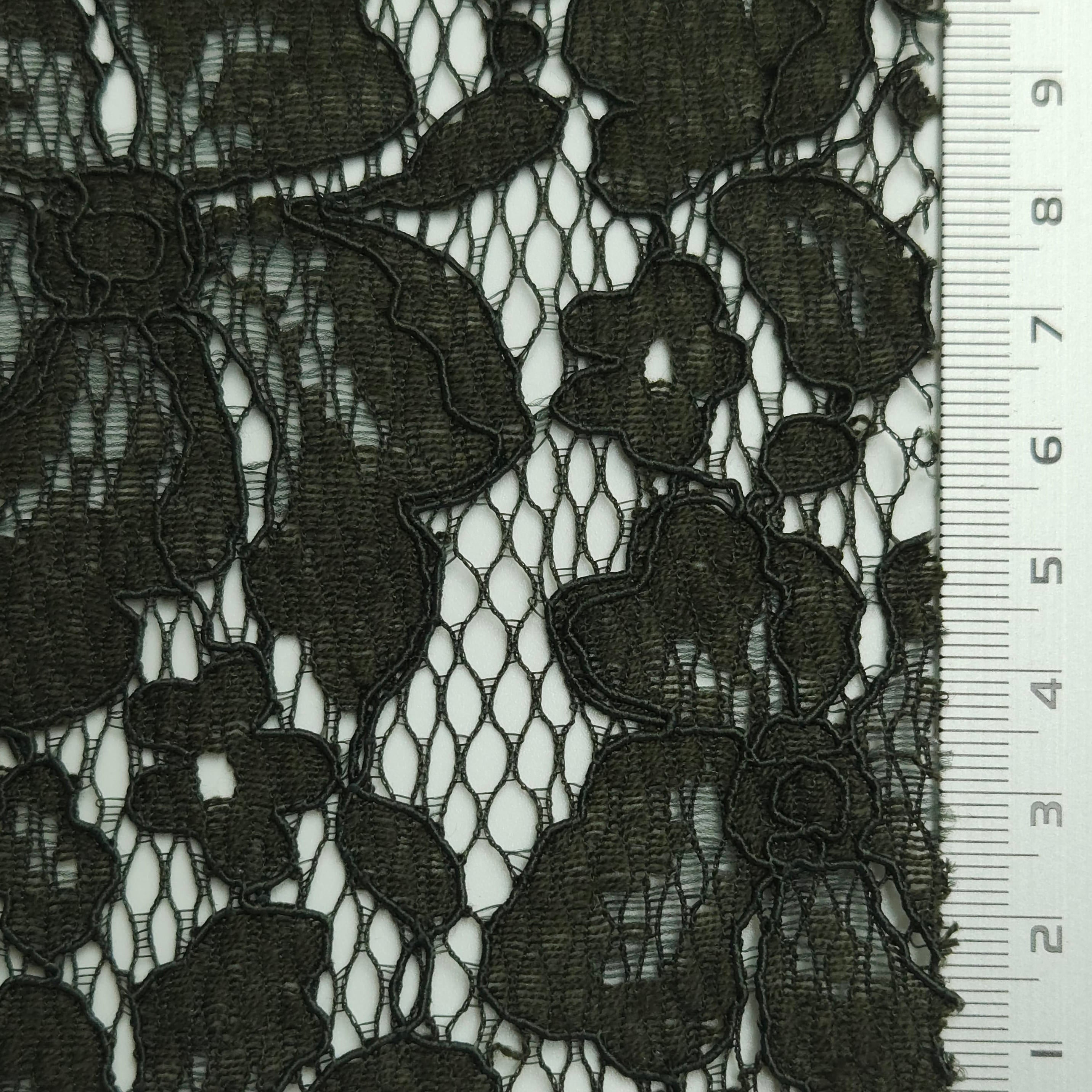 Solid Floral Lace Cotton Nylon Knit Fabric - FAB 1561 - 7.Green