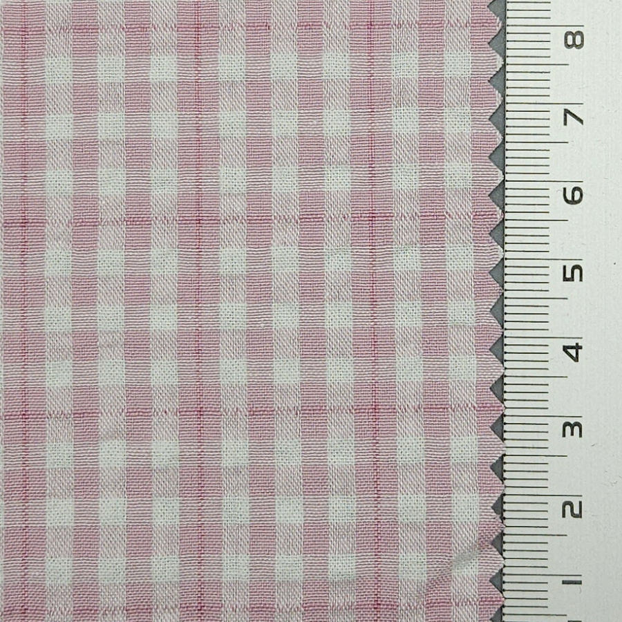 1.Dawn Pink-2.Quarter Spanish White-3.Ottoman-4.Pale Rose-5.Tea Green - Check Cotton Woven Fabric - FAB 1550