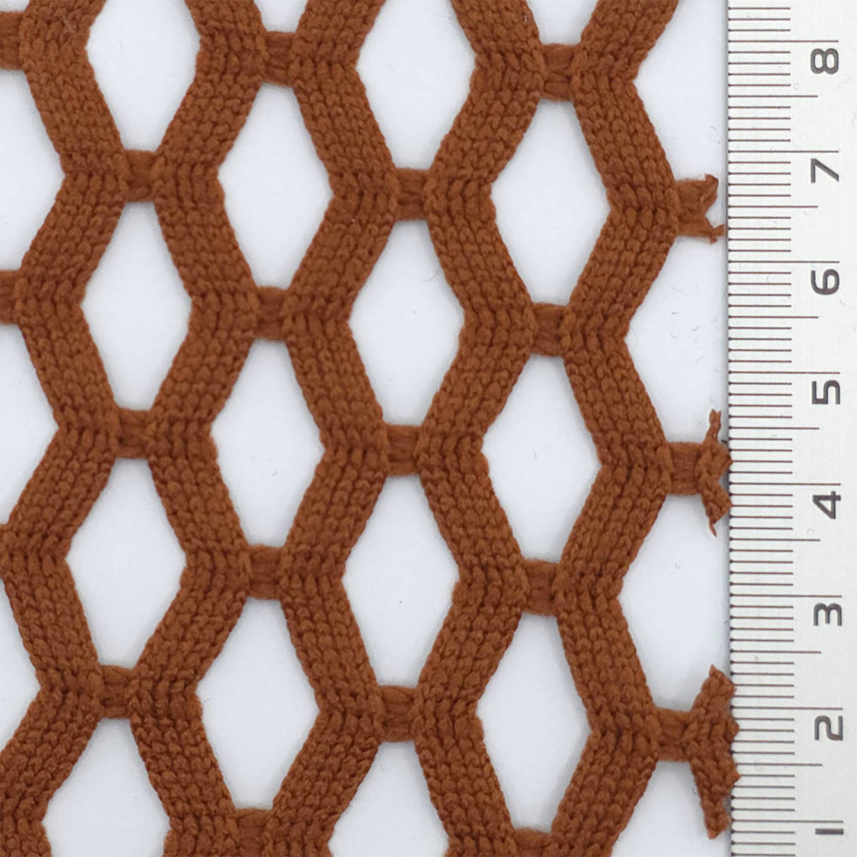 Brown Airy Zigzag Mesh Poly Knit Fabric - FAB1849