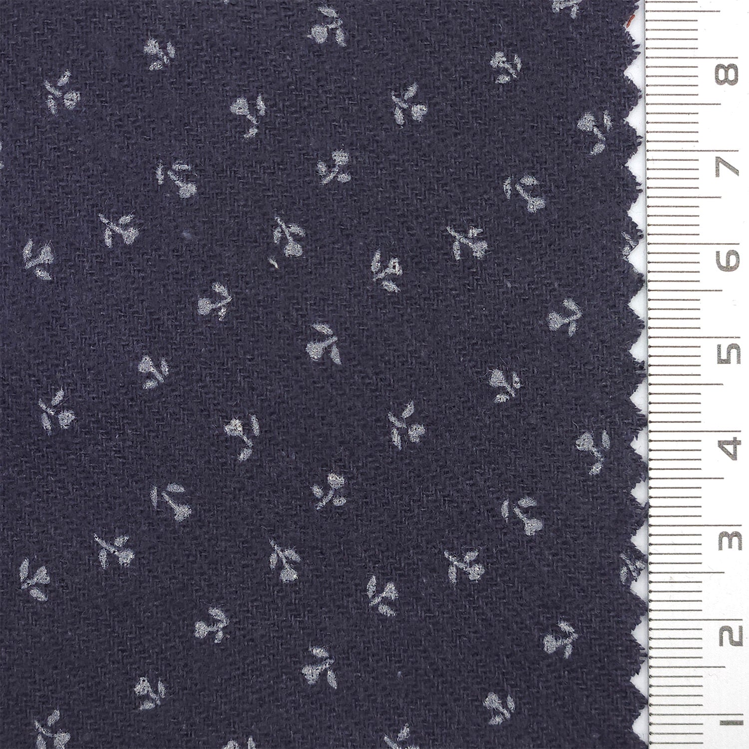 Scattered Floral Front Brushed Print Twill Cotton Woven Fabric - FAB 1748 - 7.Navy blue