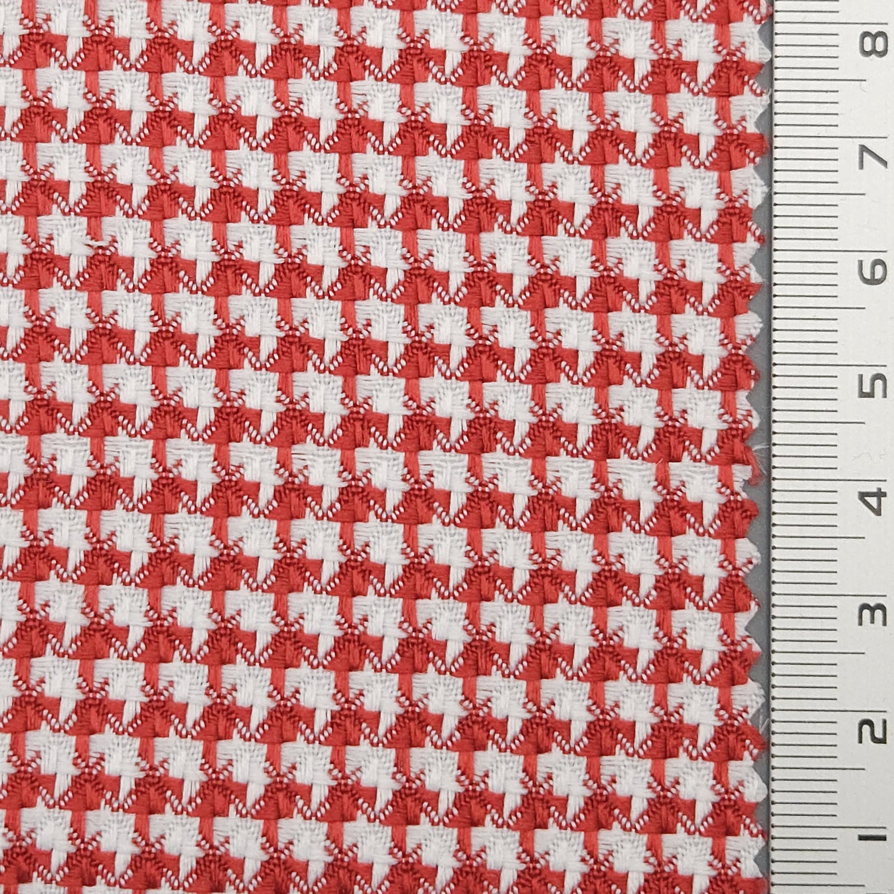 Houndstooth YarnDyed Polyester Spandex Woven Fabric - FAB 1686 - 8.Red