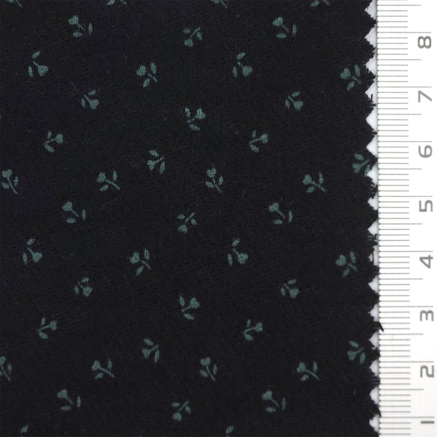 Scattered Floral Front Brushed Print Twill Cotton Woven Fabric - FAB 1748 - 8.Black