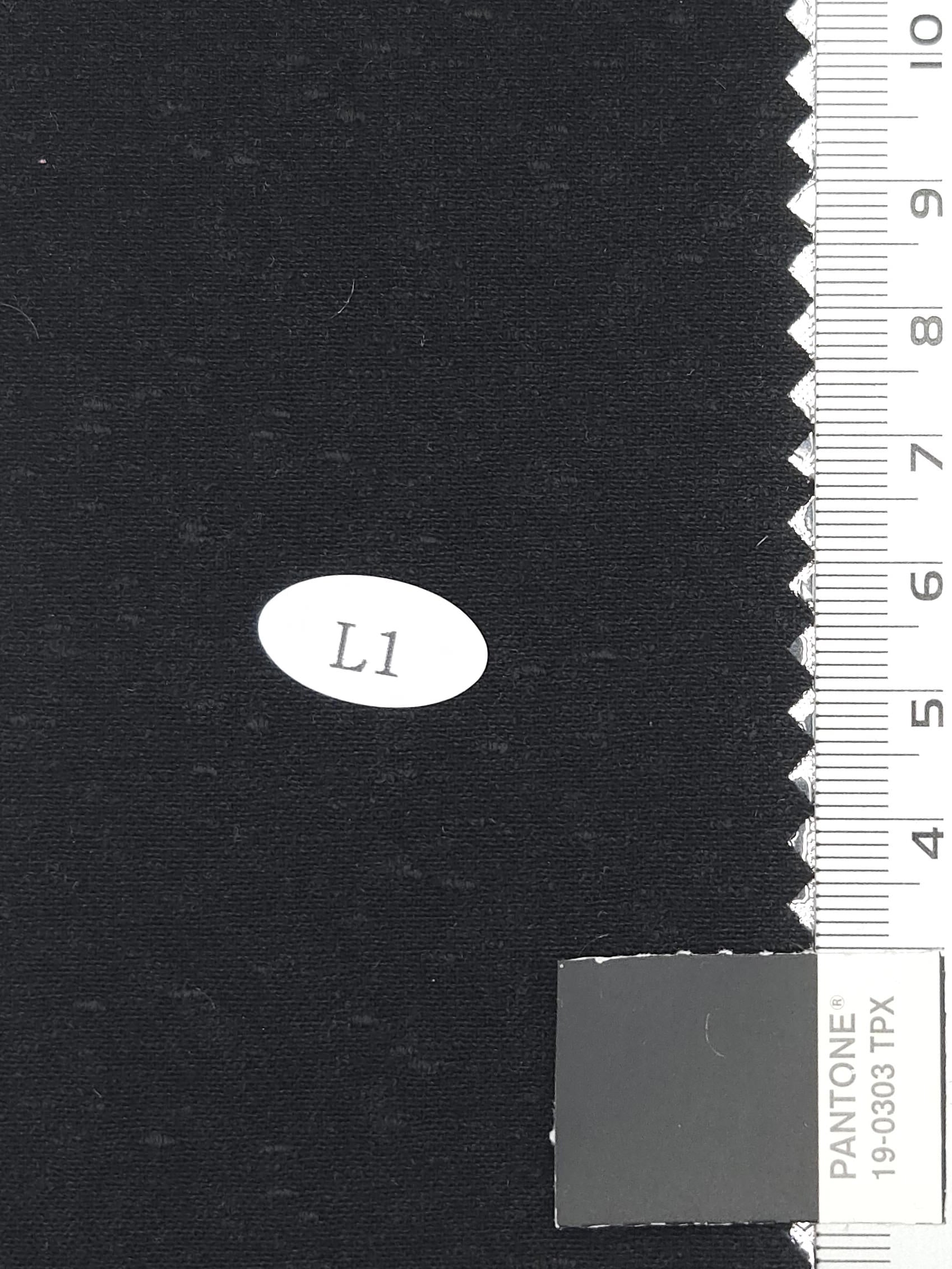 Solid Enzyme Recycled Slub Washing Polyester Rayon Cotton Woven Fabric - FAB 1712 - 8.Black