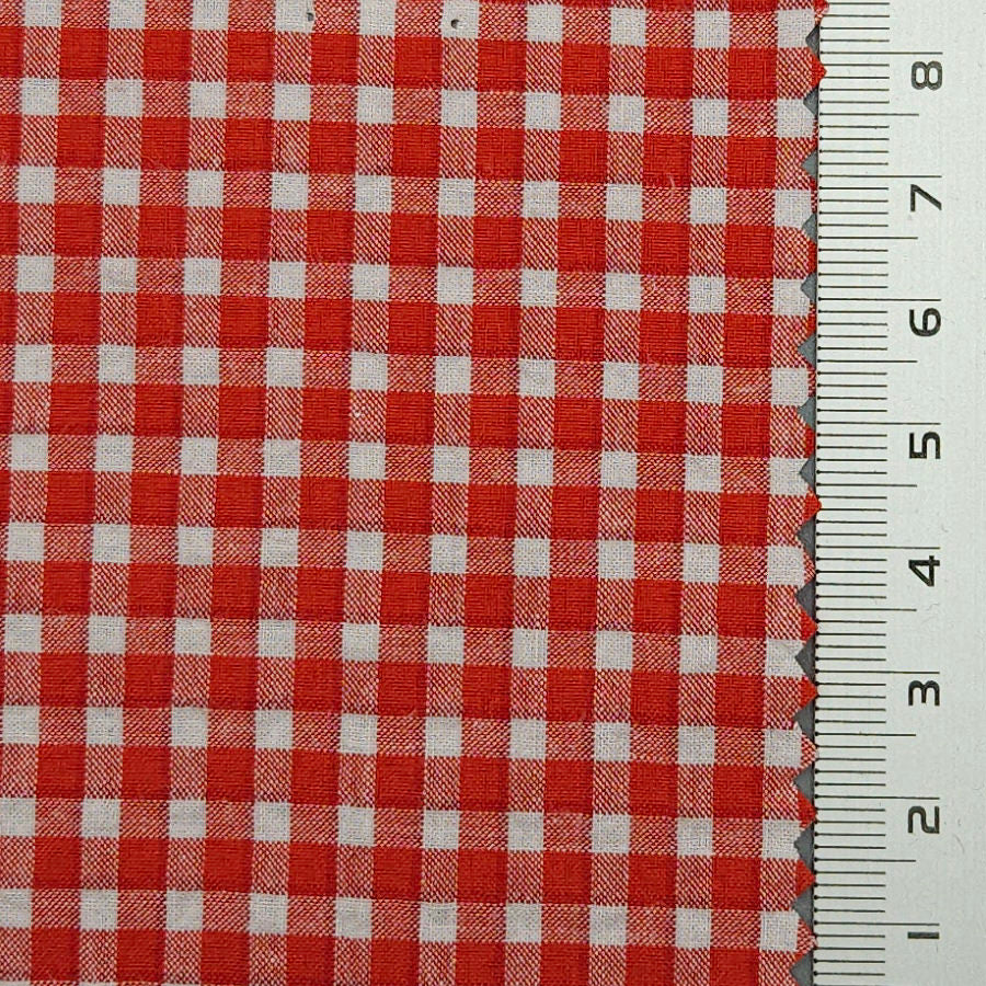 1.Dawn Pink-2.Orange-3.Green-4.Blue-5.Orange - Check Cotton Woven Fabric - FAB 1551