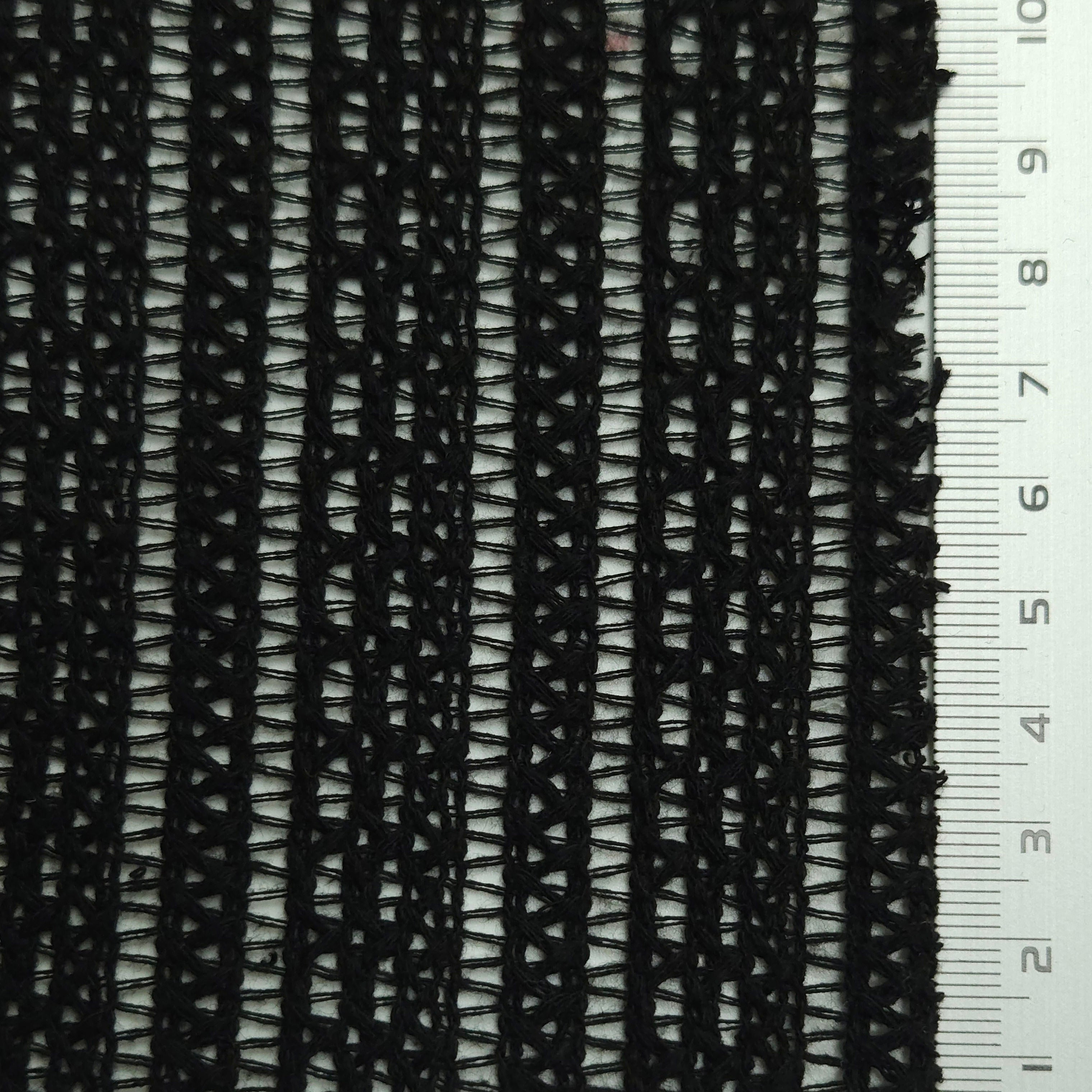 Solid Ethnical Lace Polyester Cotton Knit Fabric - FAB 1562 - 8.Black