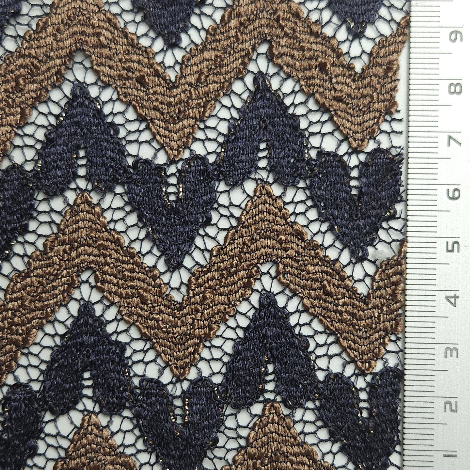 Solid Chevron Lace Polyester Nylon Spandex Knit Fabric - FAB 1581 - 8.Dark Chestnut