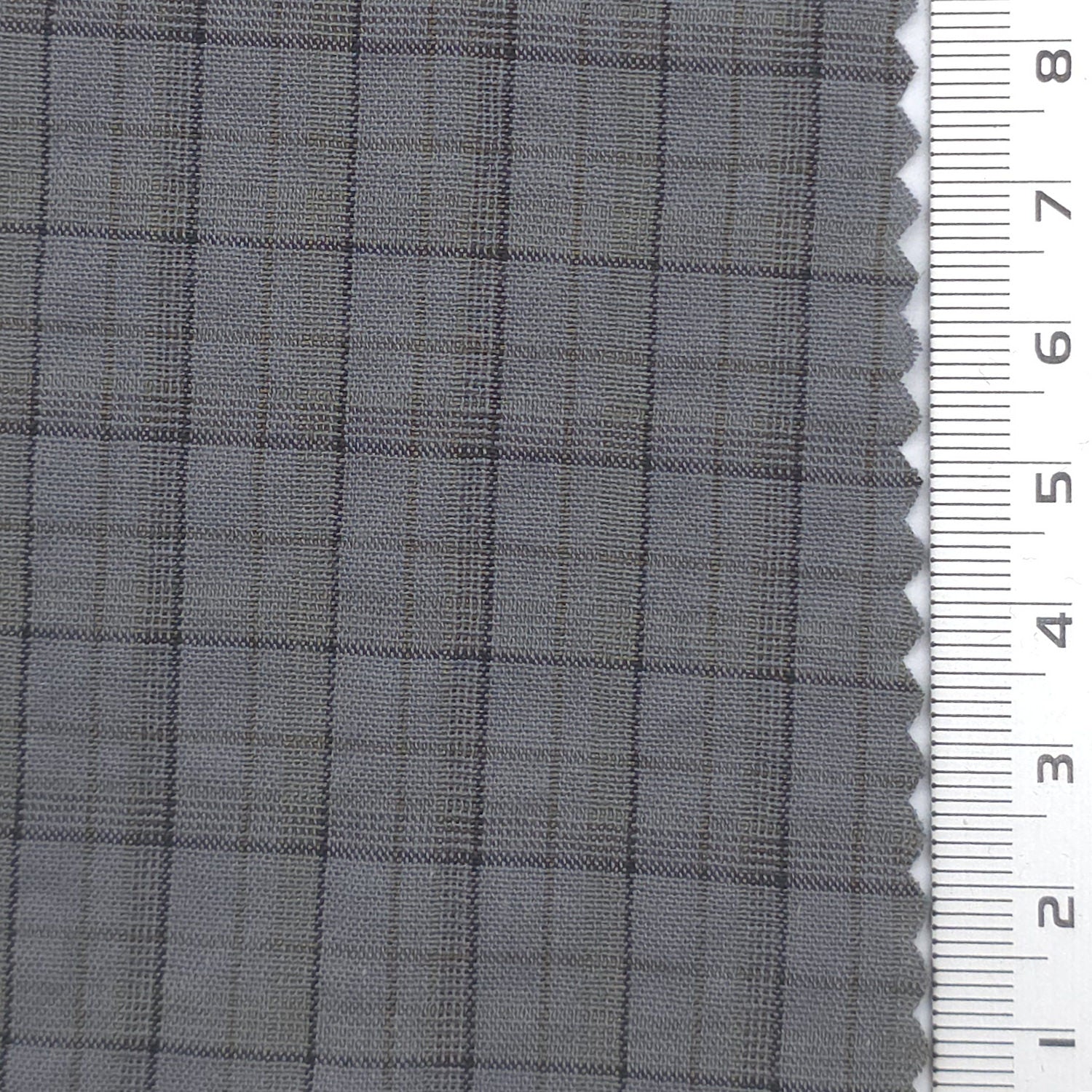 Tattersall Check Polyester Cotton Woven Fabric - FAB1969 - Gray