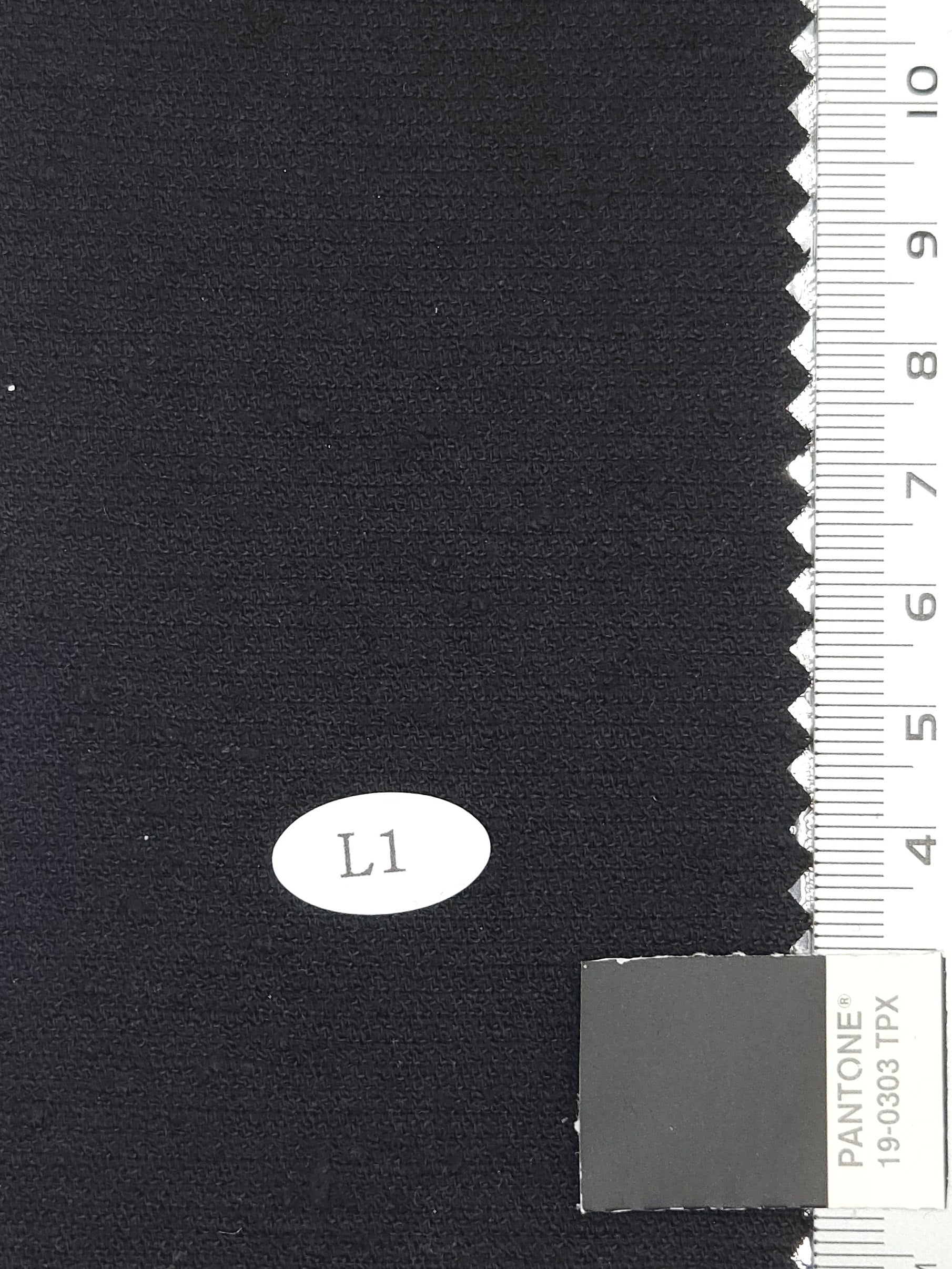 Solid Dobby Washing Linen Cotton Polyester Rayon Nylon Woven Fabric - FAB 1710 - 9.Black