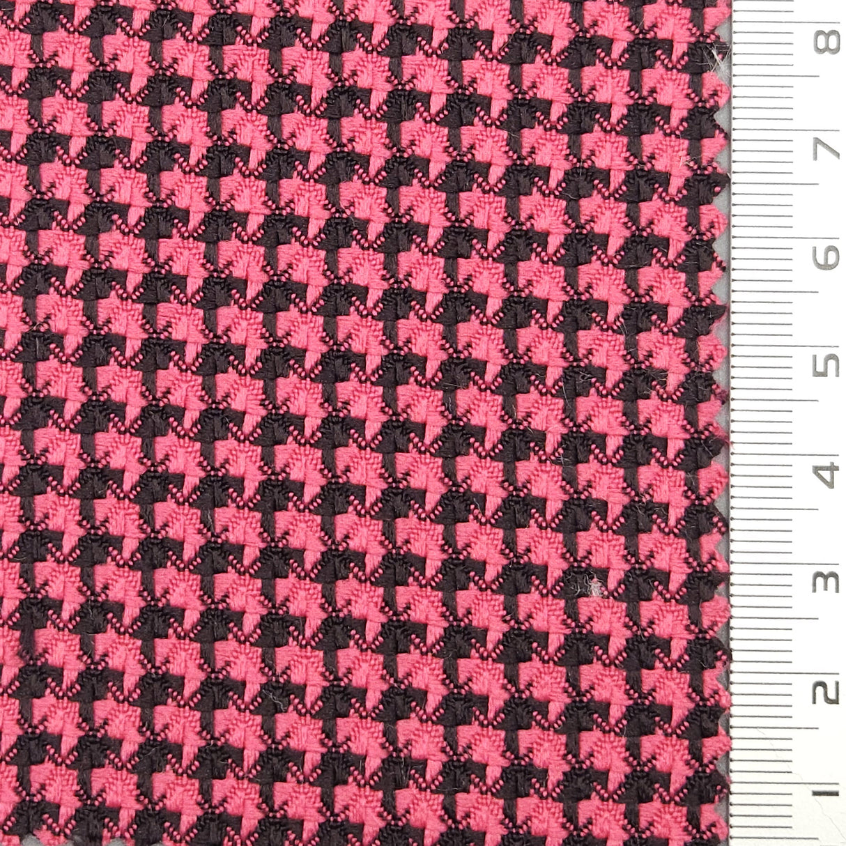 Houndstooth YarnDyed Polyester Spandex Woven Fabric - FAB1686 - 1.Black/White-2.Beige-3.White-4.Blue-5.Green-6.Yellow-7.Pink-8.Red-9.Black/Fushia