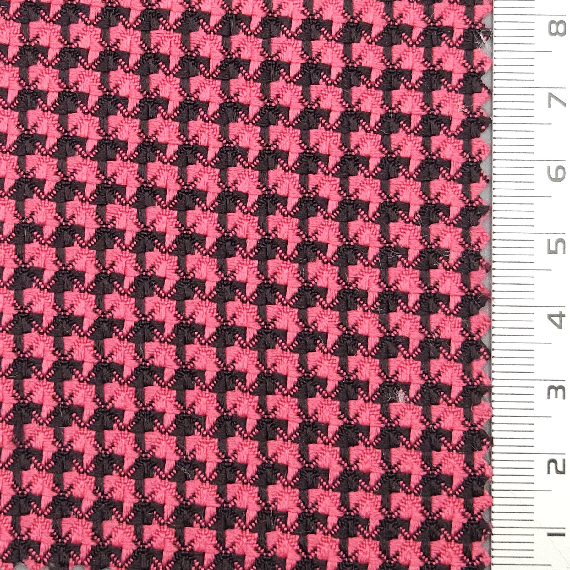 Houndstooth YarnDyed Polyester Spandex Woven Fabric - FAB 1686 - 9.Black Fushia