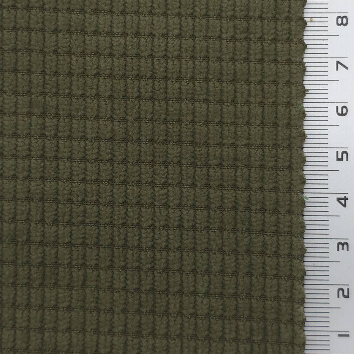 Olive Green - 8 Wale Textured Corduroy Poly Woven Fabric - FAB1874