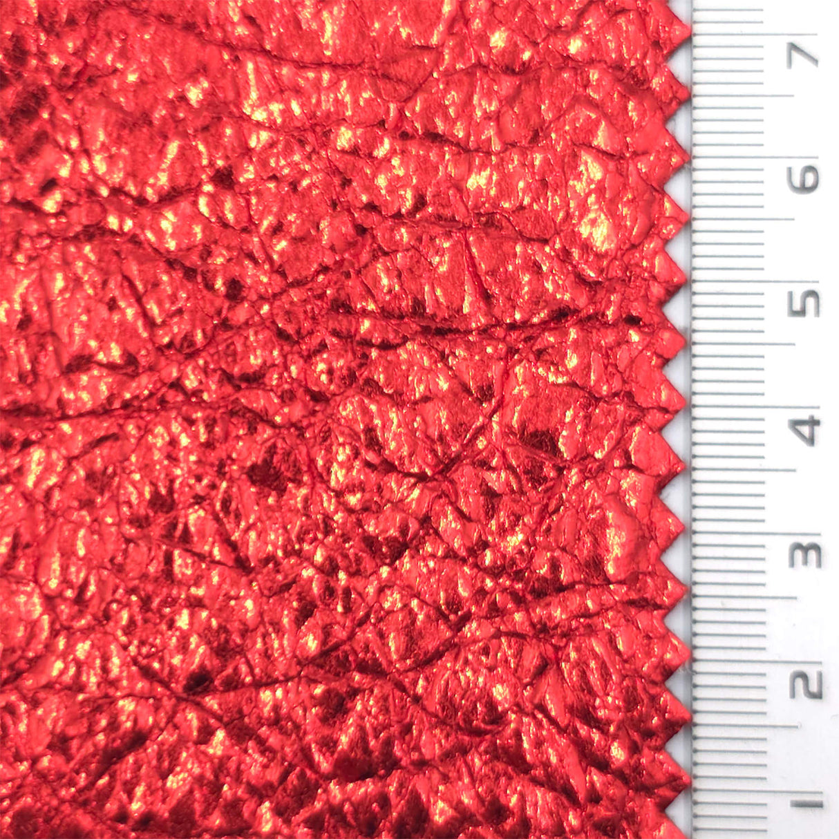 Bright Red - Cracked Foil Woven Nylon Pu Fabric - FAB1854