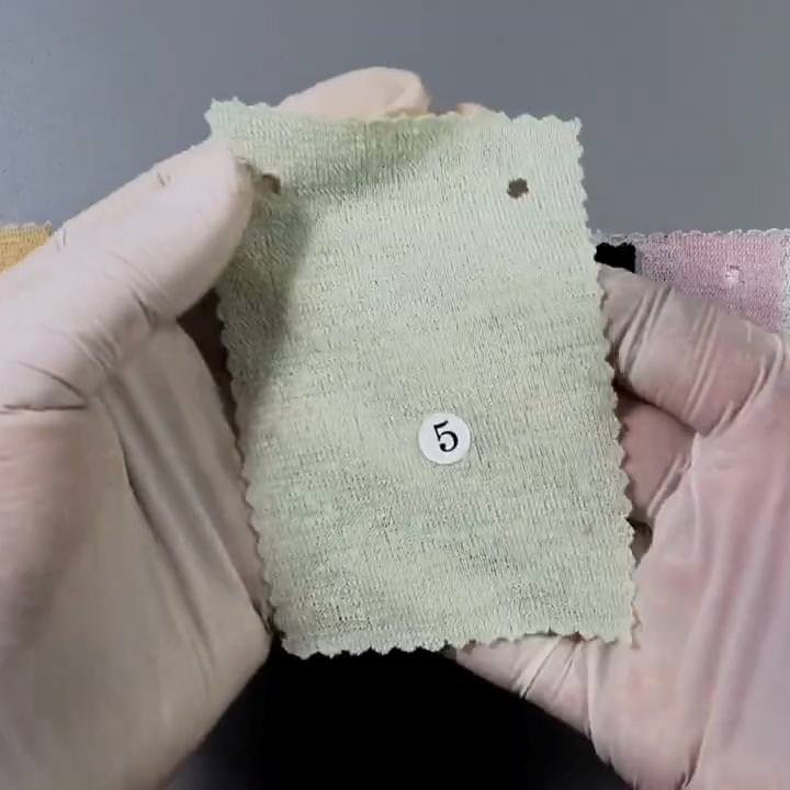 1.Pink-2.Beige-3.Blue-4.Yellow-5.Grey Green - Poly Linen Span Knit Fabric - FAB 1016