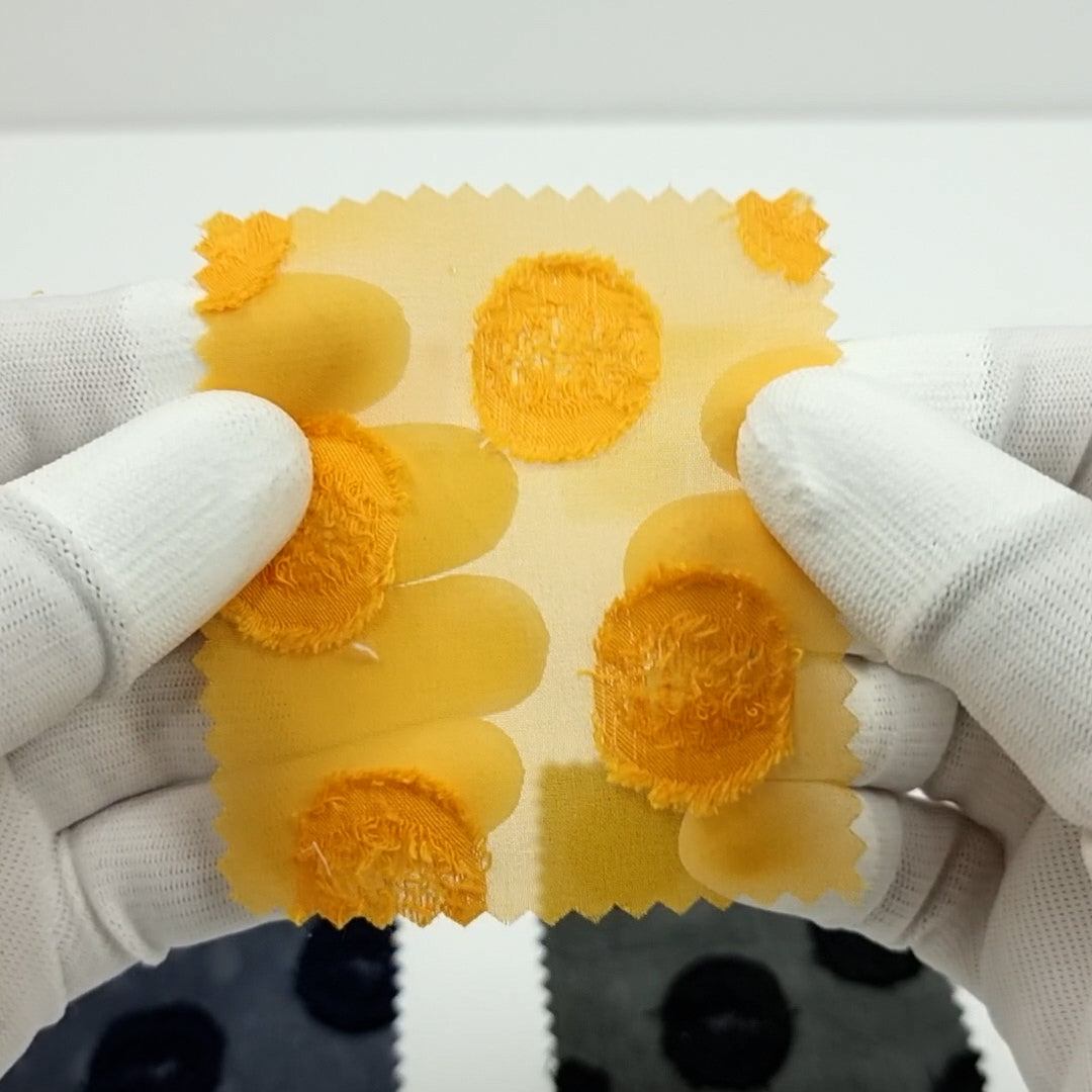 1.Yellow-2.Yellow-3.Pink-4.Cream-5.White - Dot Jacquard Polyester Woven Fabric - FAB 1479