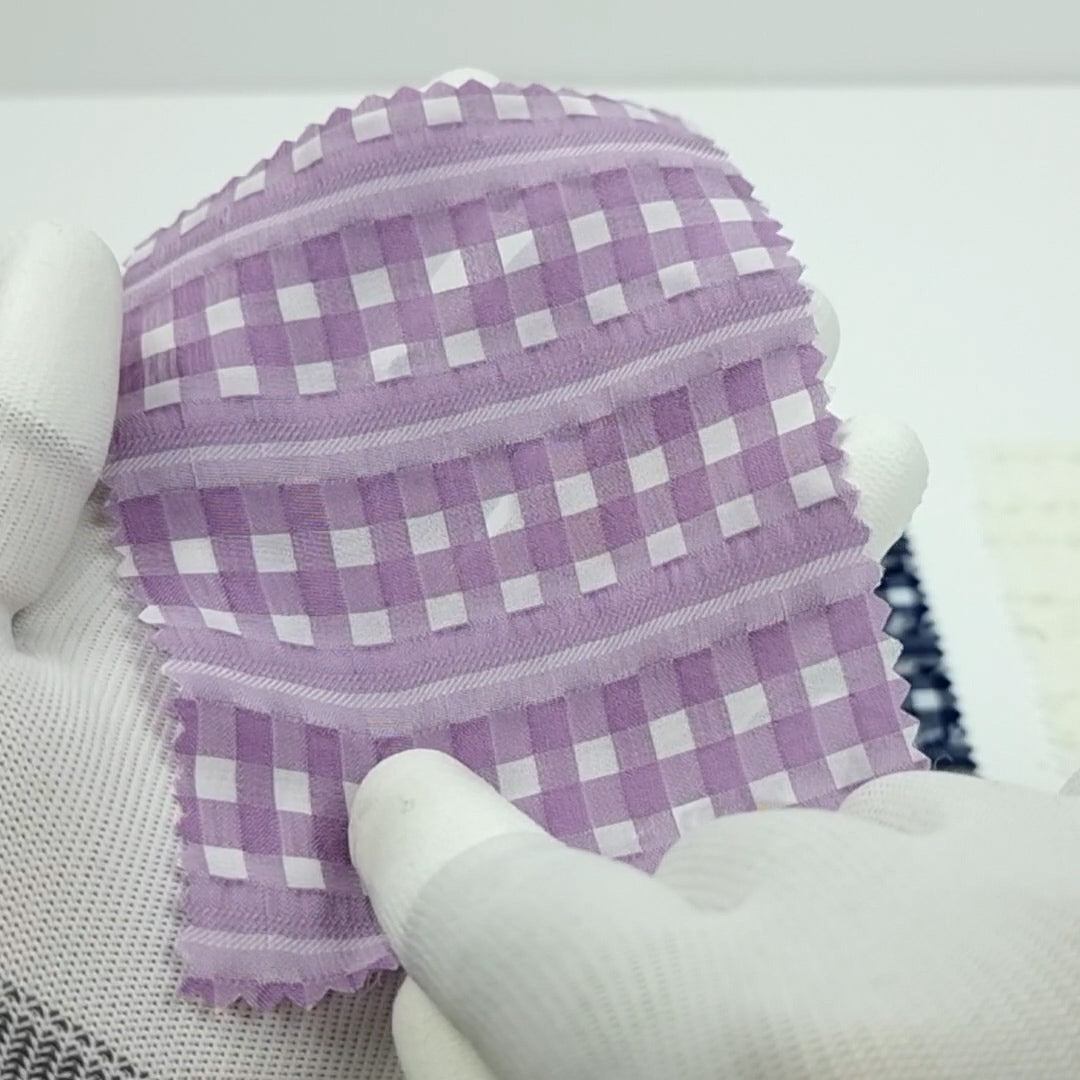 Gingham Check Stripe Jacquard R/T Woven Fabric - FAB 1481 -