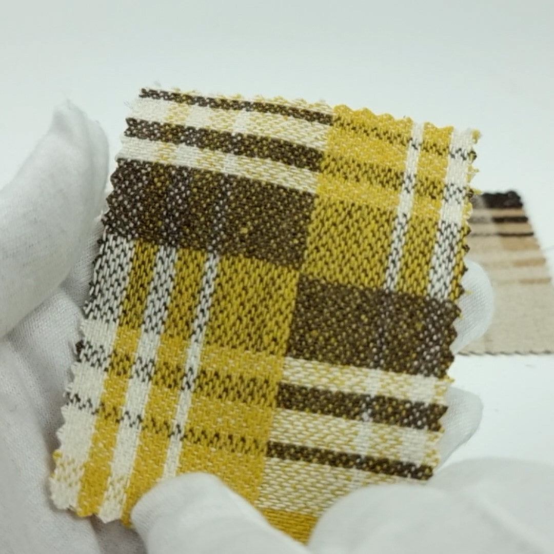 1.Yellow-2.Pink-3.Beige-4.Black-Swatch - Brushed Check Polyester Wool Woven Fabric - FAB 1504