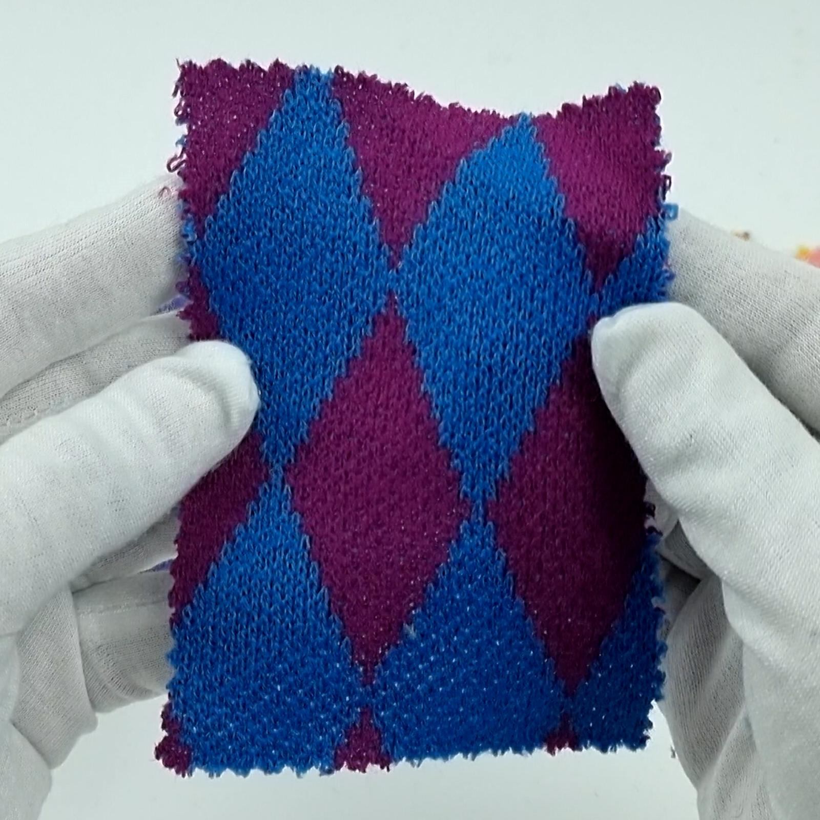 1.Blue-2.Green-3.Yellow-4.Pink-5.Black - Diamond Jacquard Acrylic Knit Fabric - FAB 1515