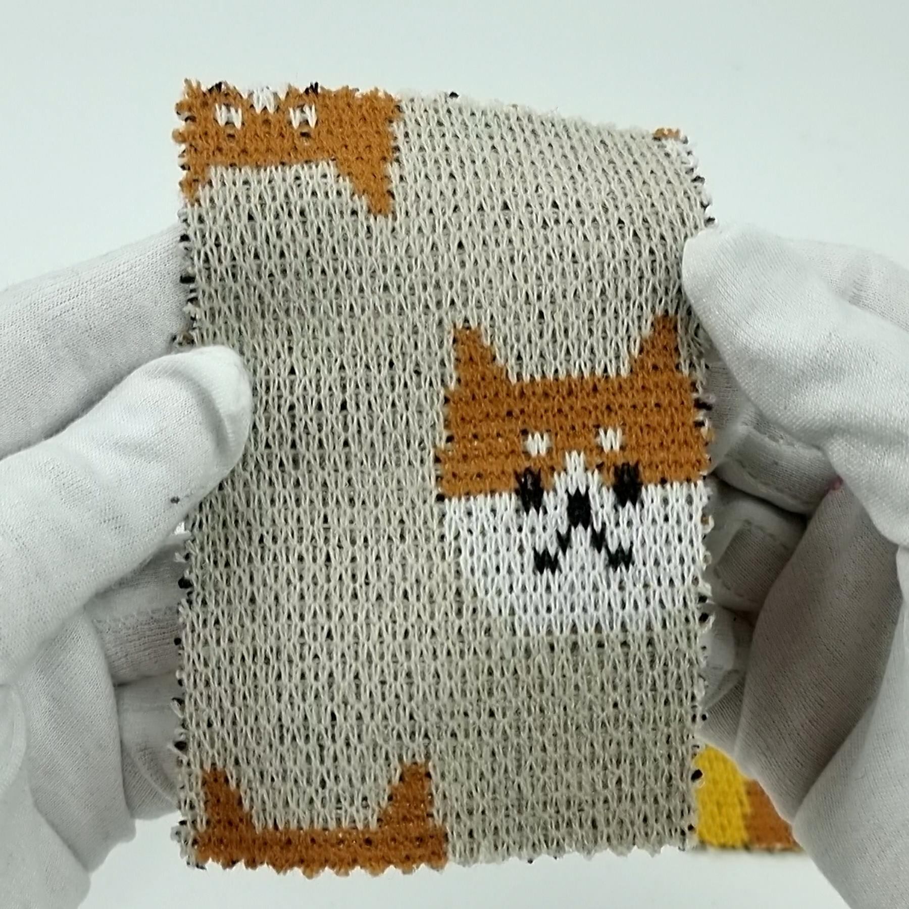 1.Pink-2.Ivory-3.Yellow-4.Blue-Swatch - Animal Jacquard Acrylic Knit Fabric - FAB 1519