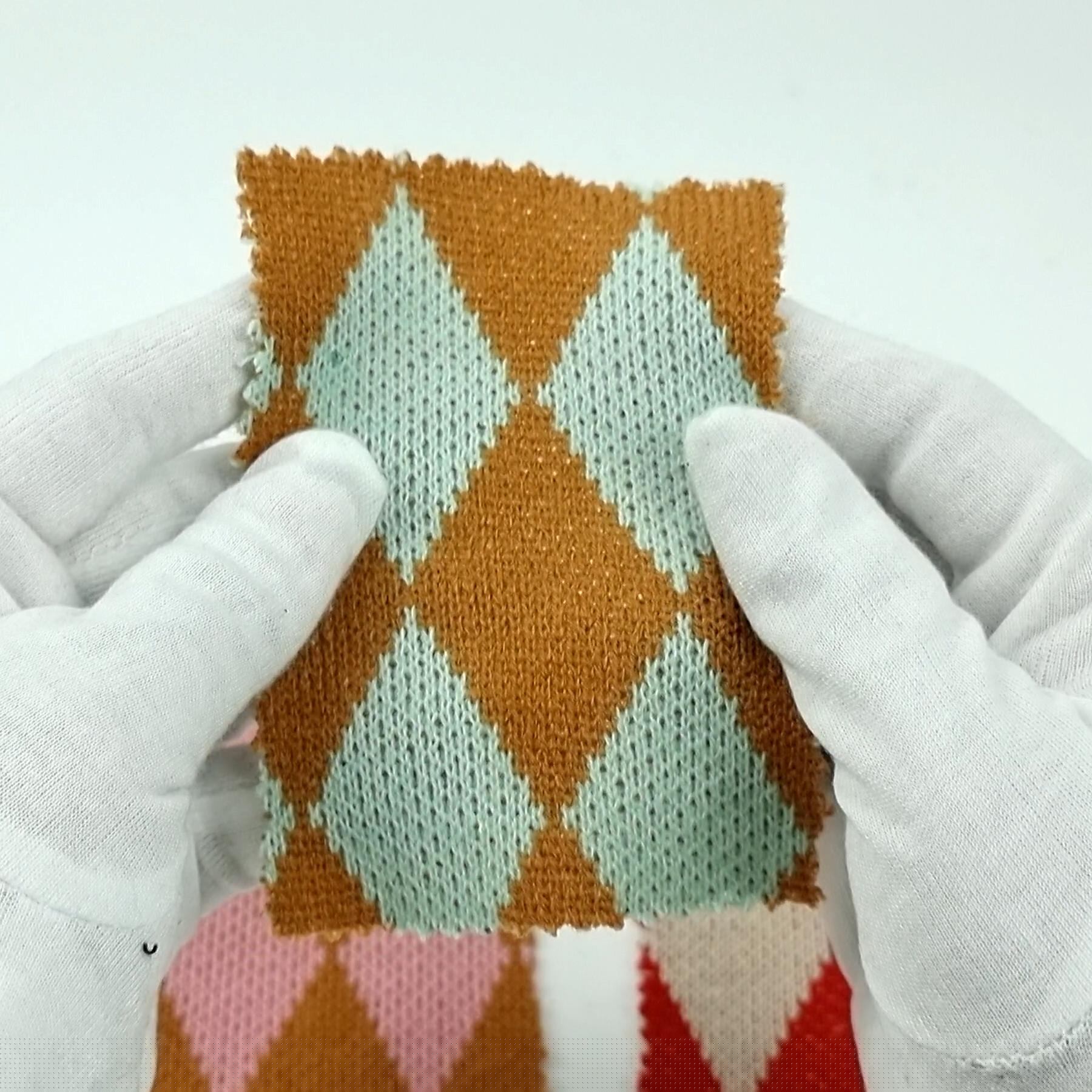 1.Turquoise-2.Pink-3.Red-4.Green-Swatch - Diamond Jacquard Acrylic Knit Fabric - FAB 1523