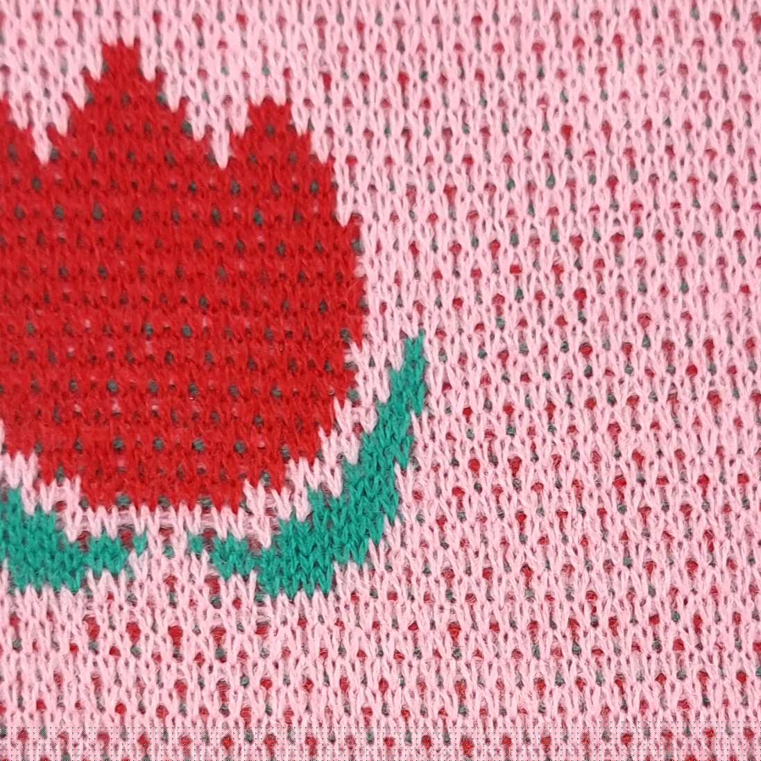 Floral Jacquard Acrylic Knit Fabric - FAB 1517 - 1.Pink