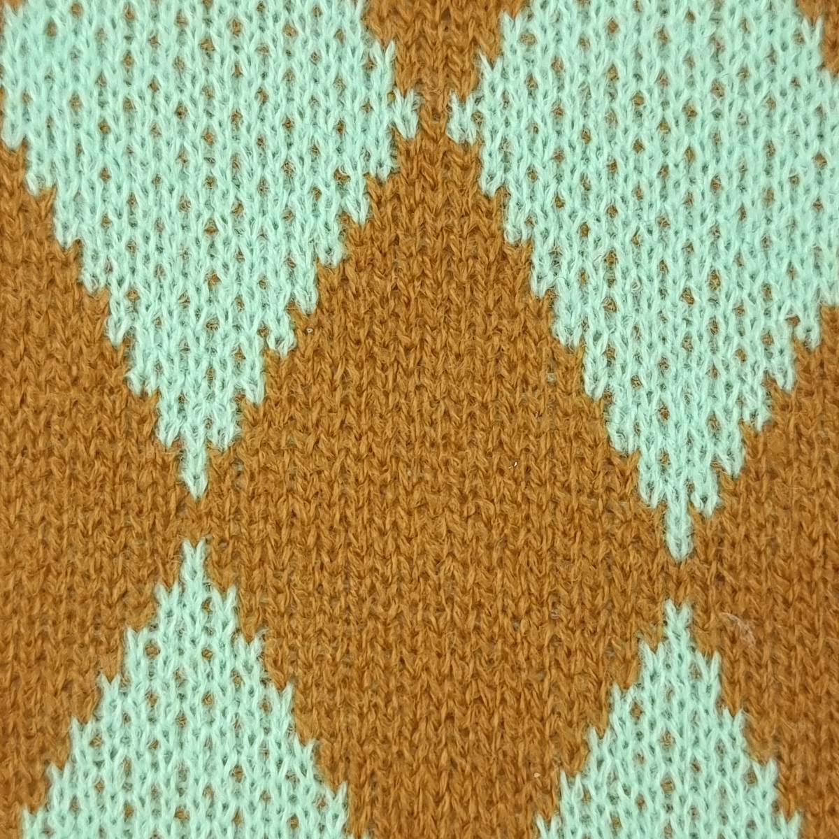 Diamond Jacquard Acrylic Knit Fabric - FAB 1523 - 1.Turquoise